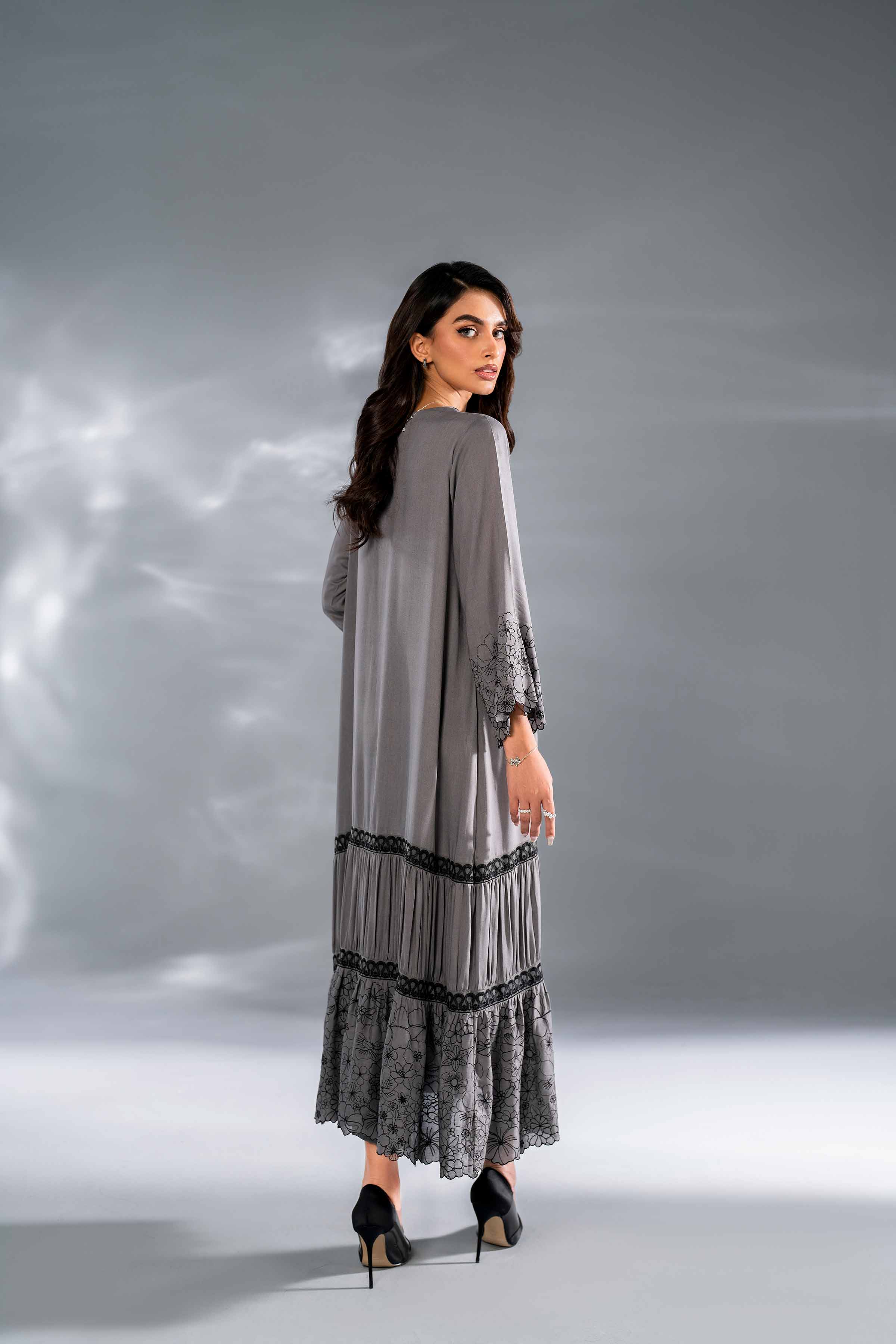 NishatUK - Brown Embroidered Linen 2-piece ready to wear Luxury Dress