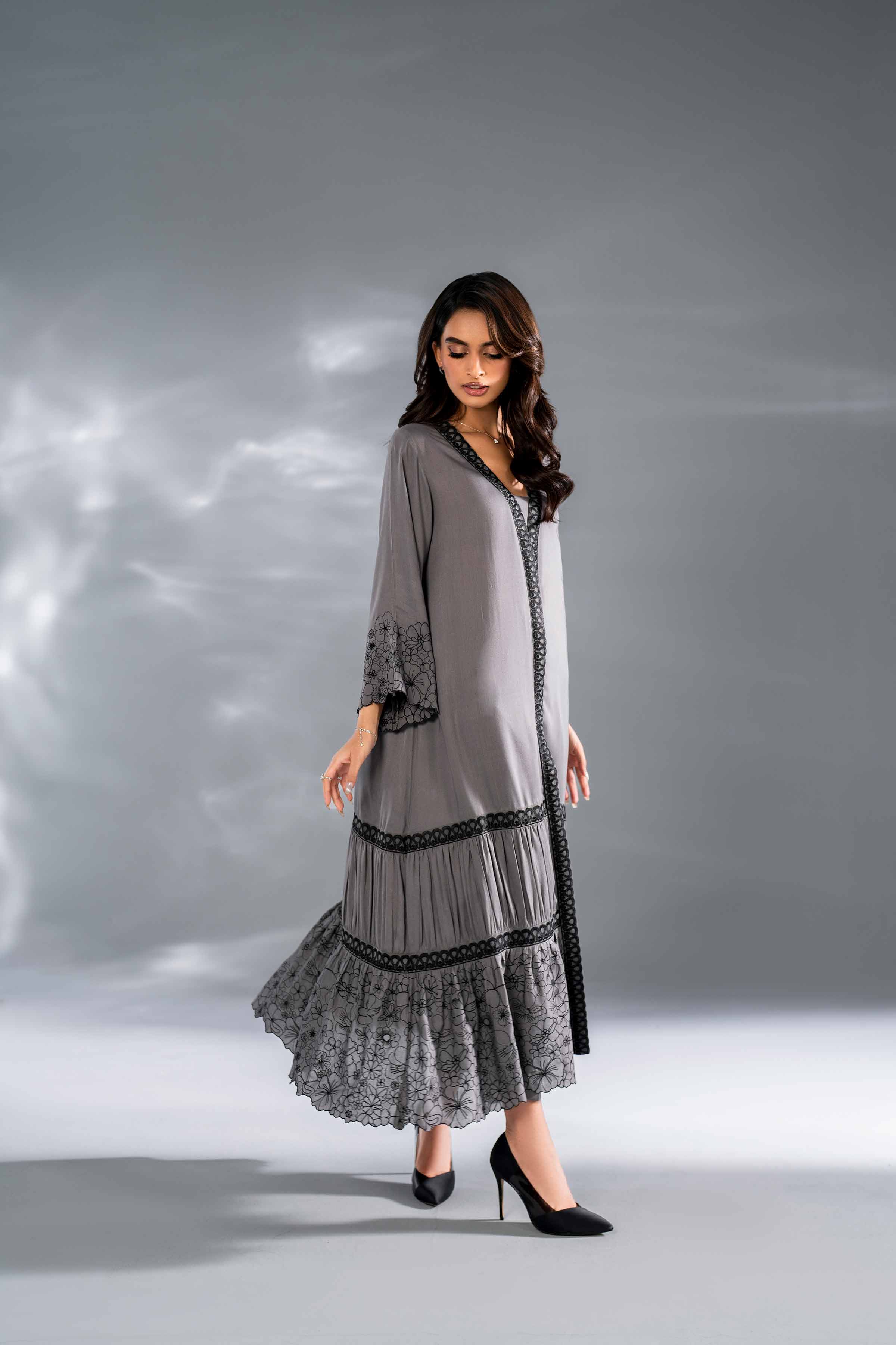 NishatUK - Brown Embroidered Linen 2-piece ready to wear Luxury Dress