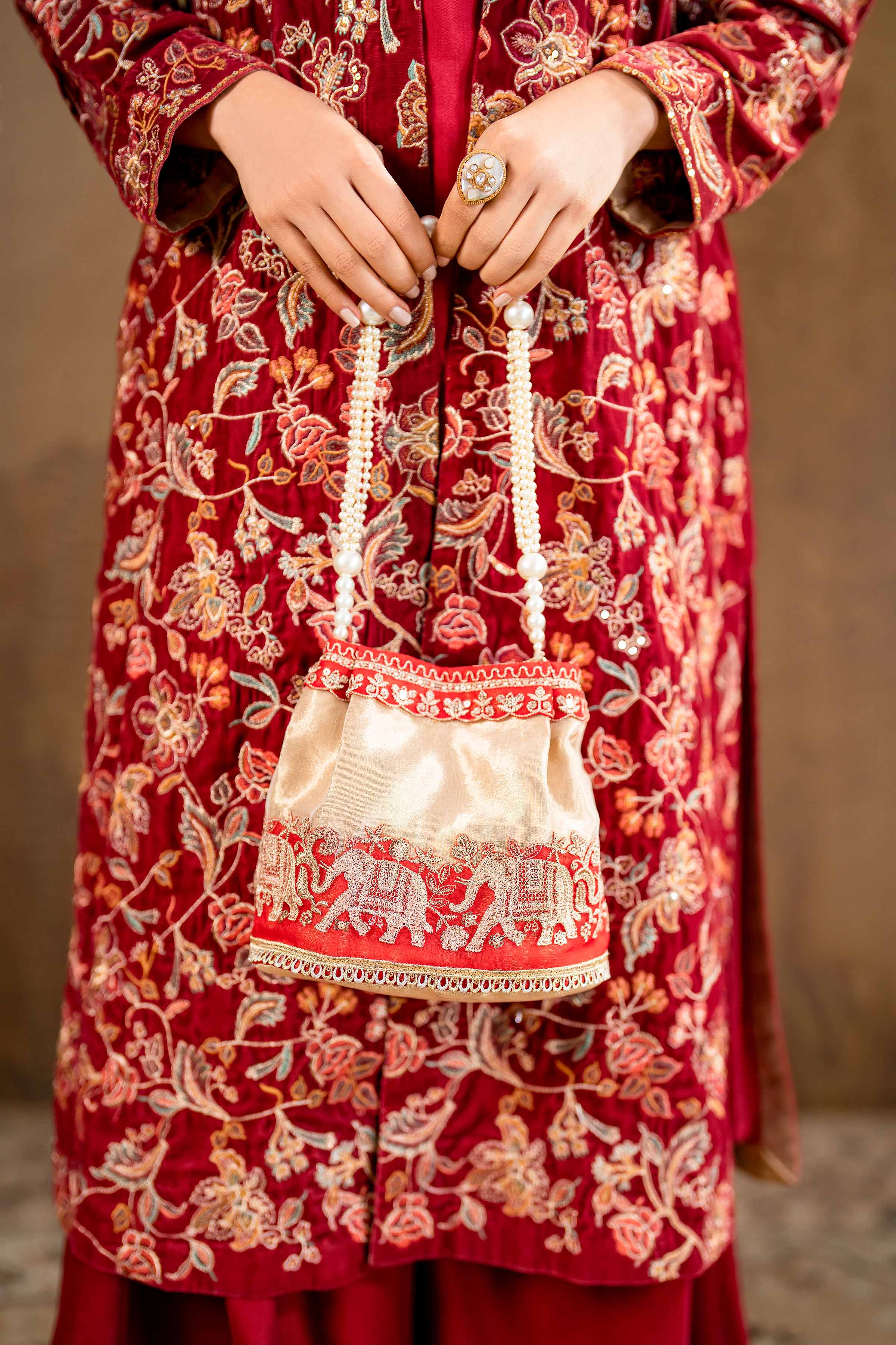 NishatUK - Brown Embroidered Velvet 3-piece ready to wear Suit