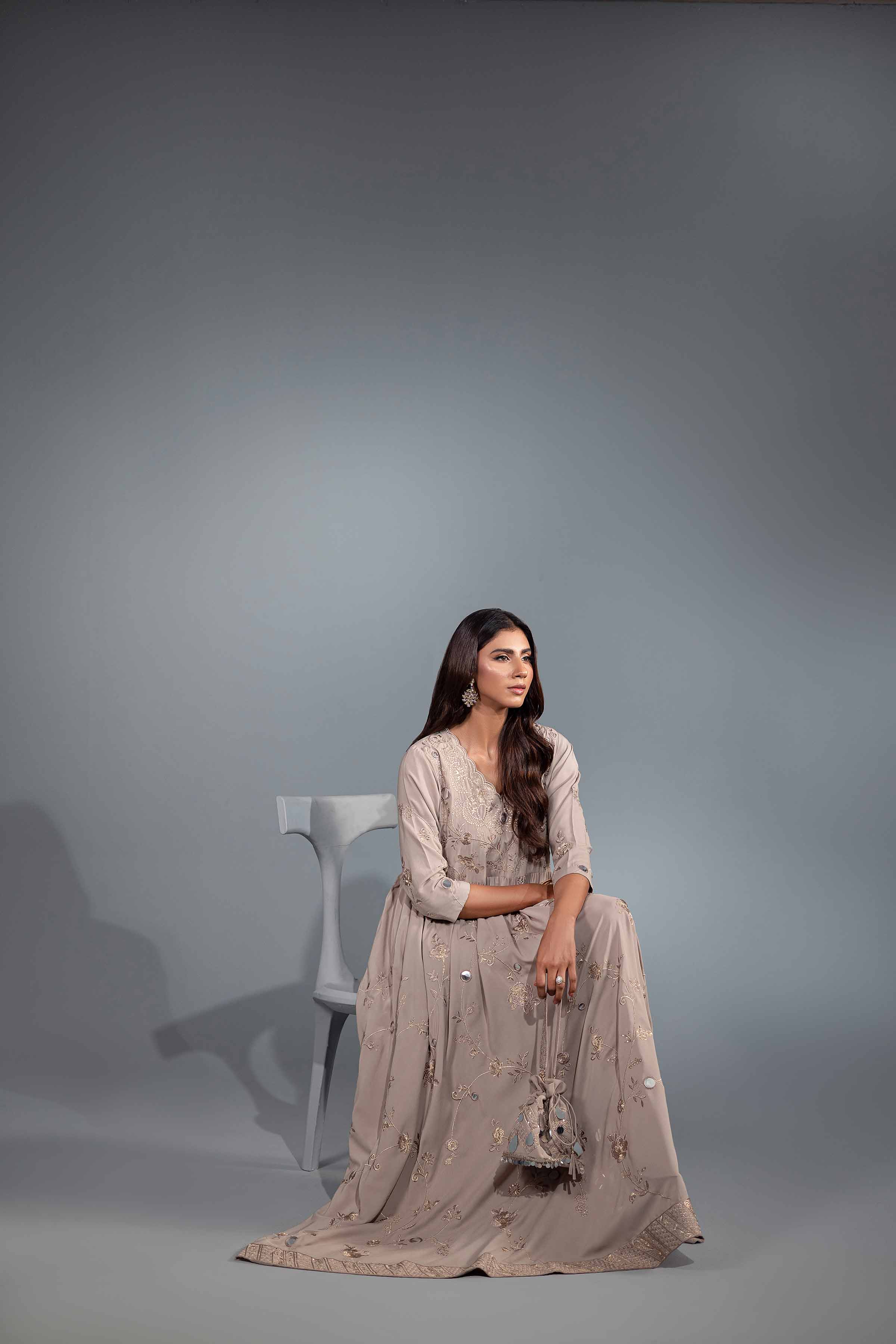 NishatUK - Nude Embroidered Silk 1-piece ready to wear Luxury Dress