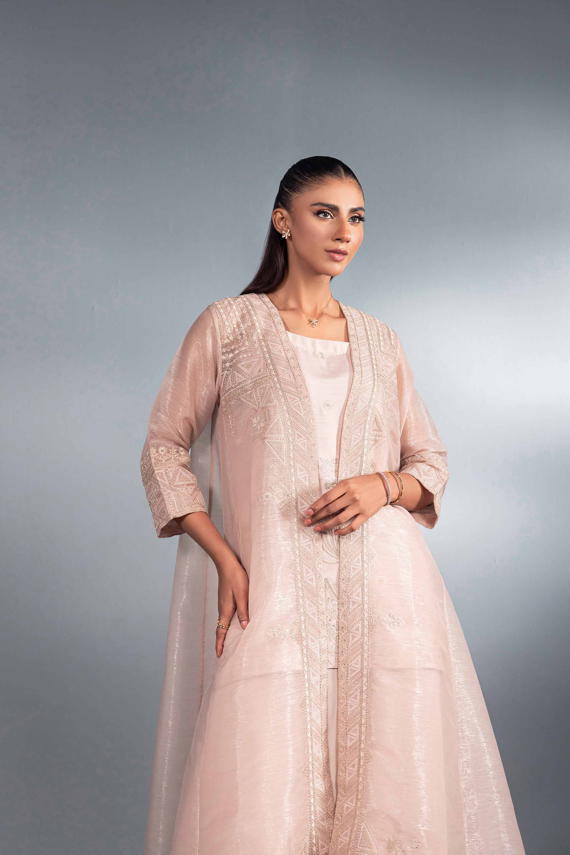 NishatUK - Brown Embroidered Silk 3-piece ready to wear Suit
