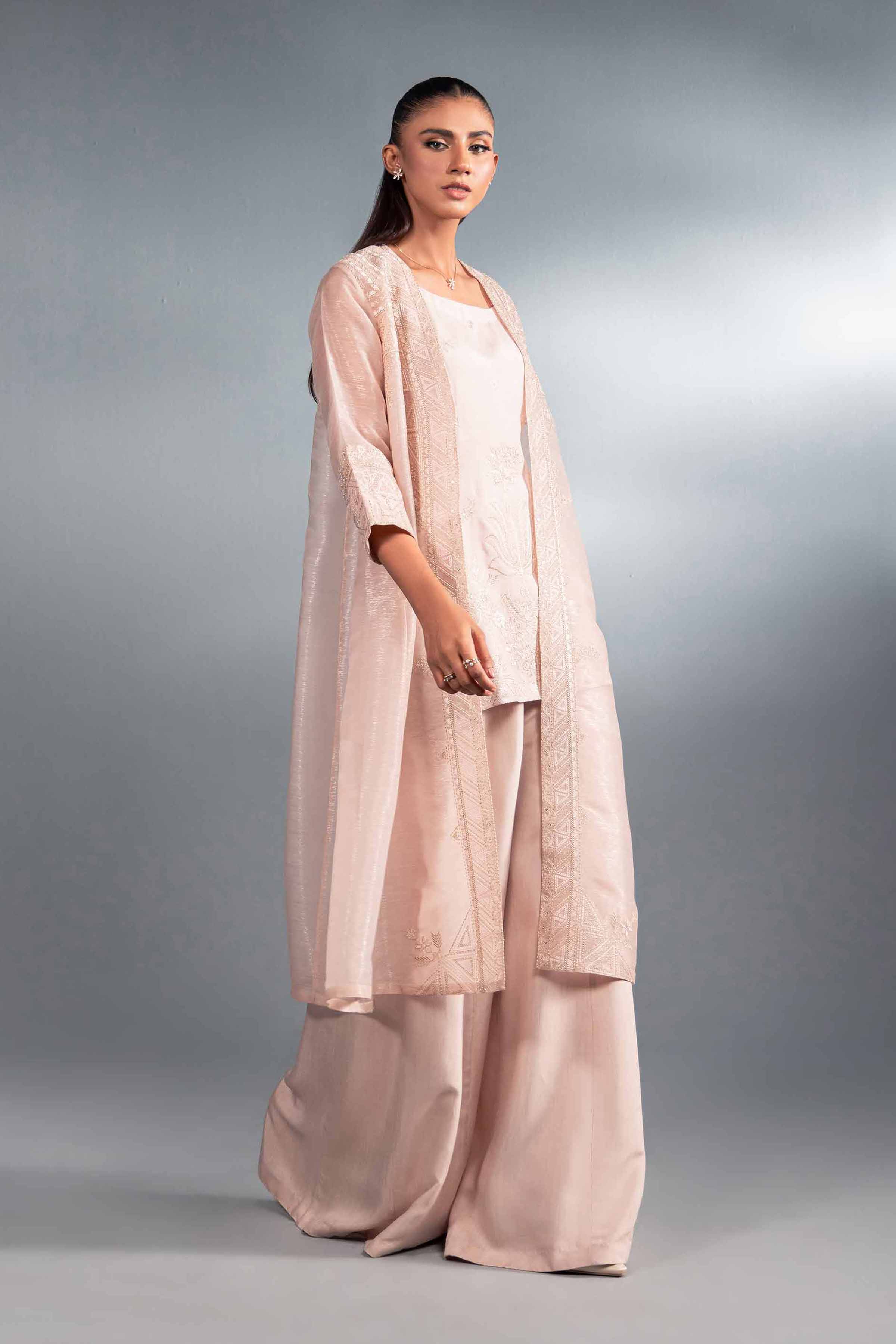 NishatUK - Brown Embroidered Silk 3-piece ready to wear Suit
