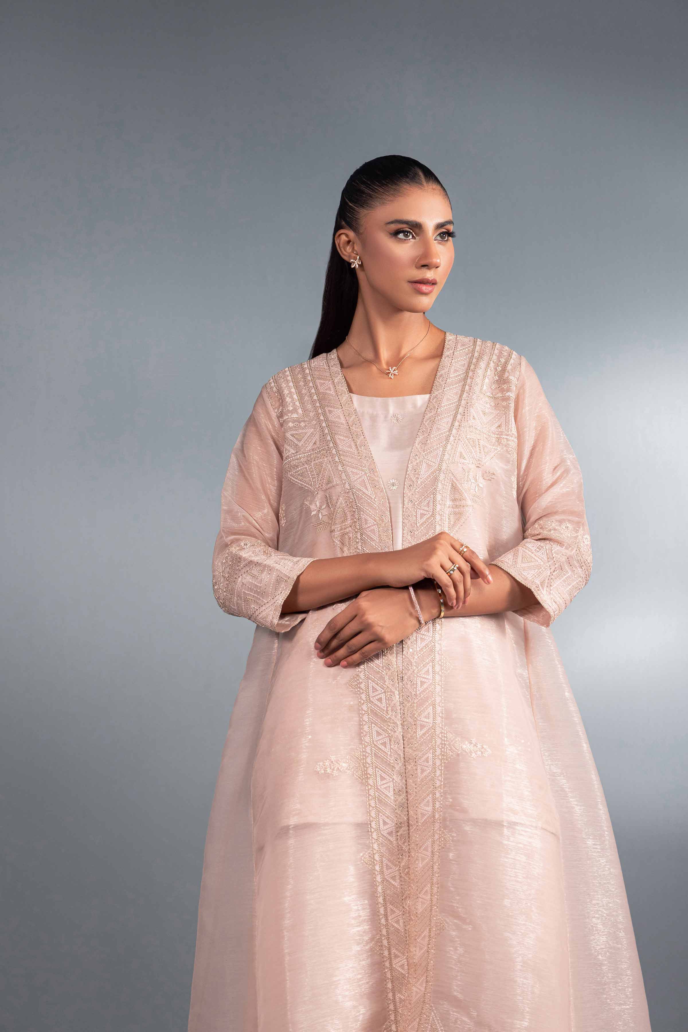 NishatUK - Brown Embroidered Silk 3-piece ready to wear Suit