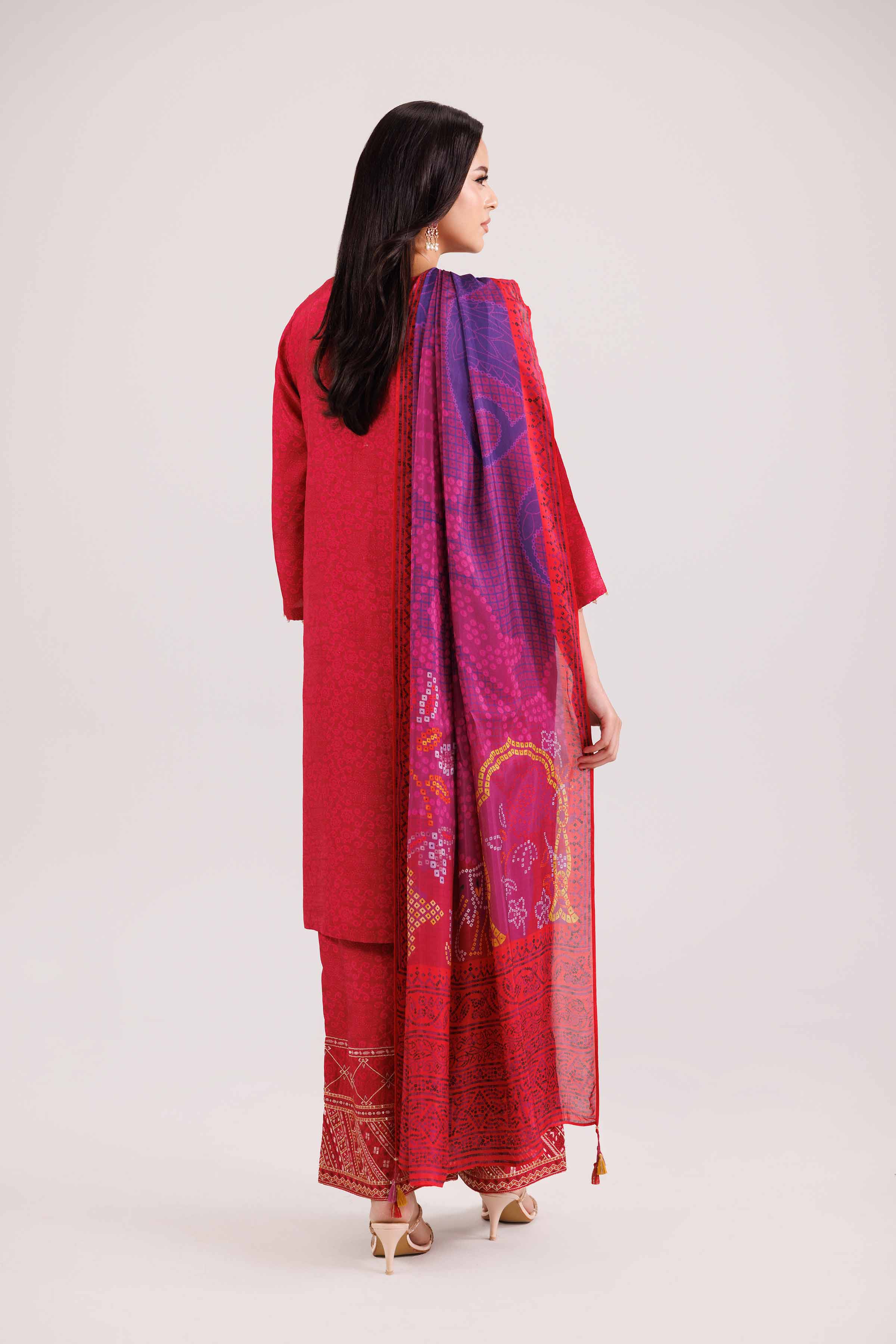 NishatUK - Pink Embroidered Silk 3-piece ready to wear-luxury Suit