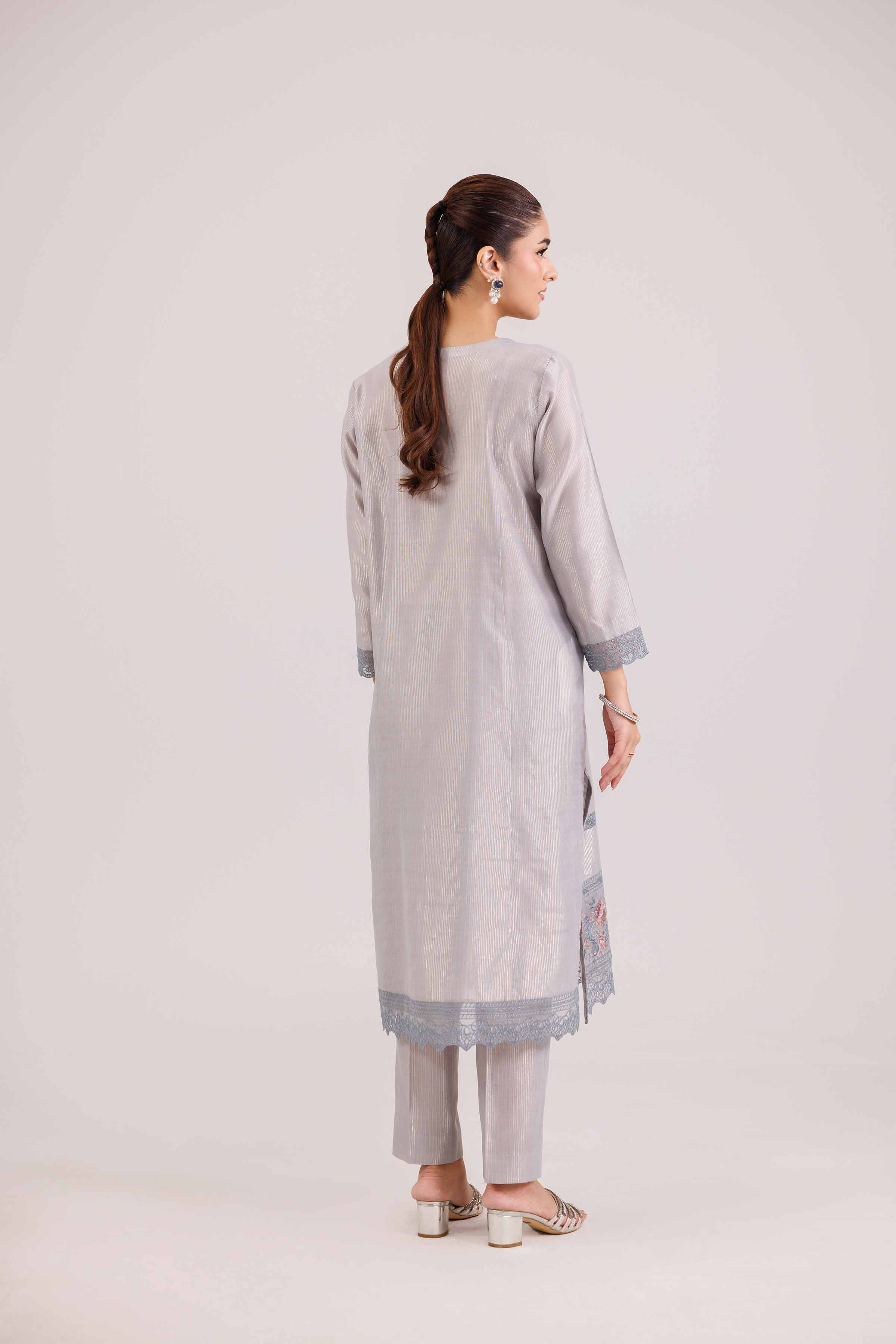 NishatUK - Grey Embroidered Yarn Dyed 2-piece ready to wear-luxury Dress