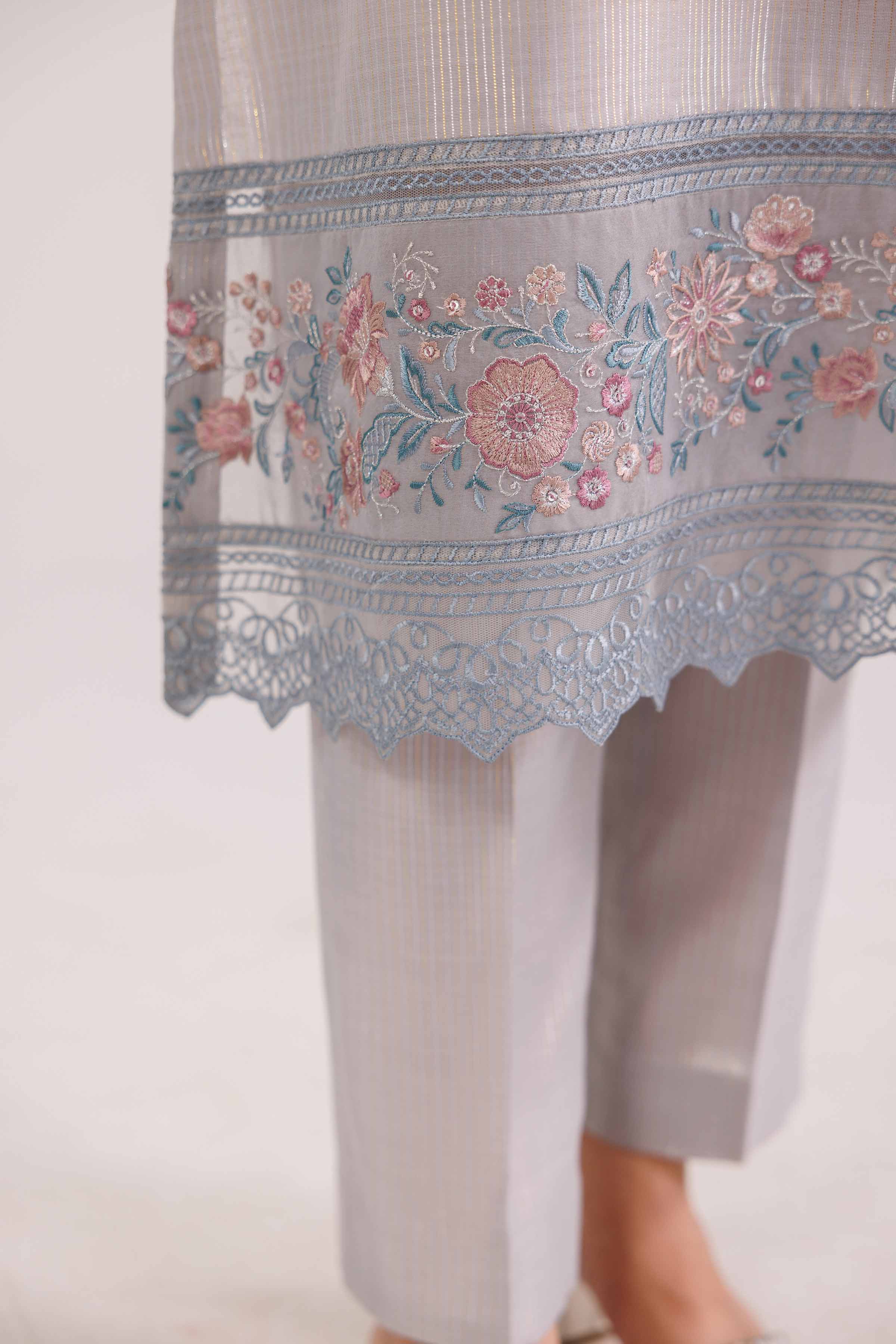 NishatUK - Grey Embroidered Yarn Dyed 2-piece ready to wear-luxury Dress