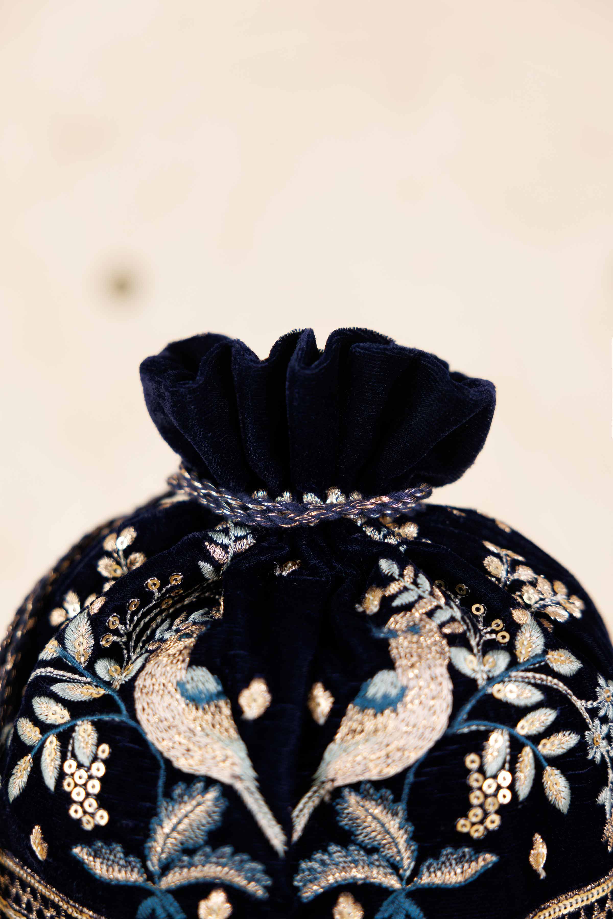 NishatUK - Blue Embroidered Velvet ready to wear Pouch