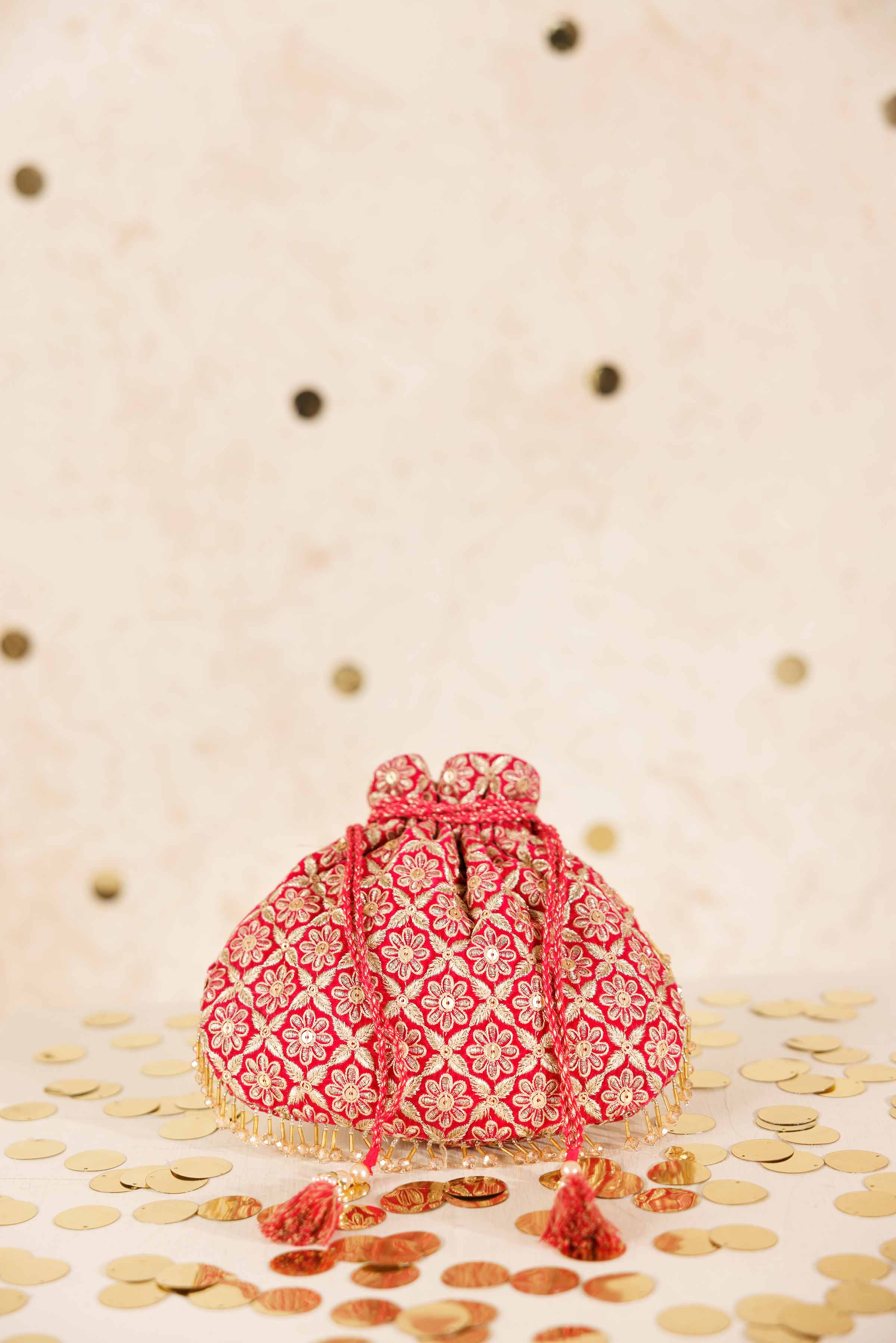 NishatUK - Pink Embroidered Velvet ready to wear Pouch