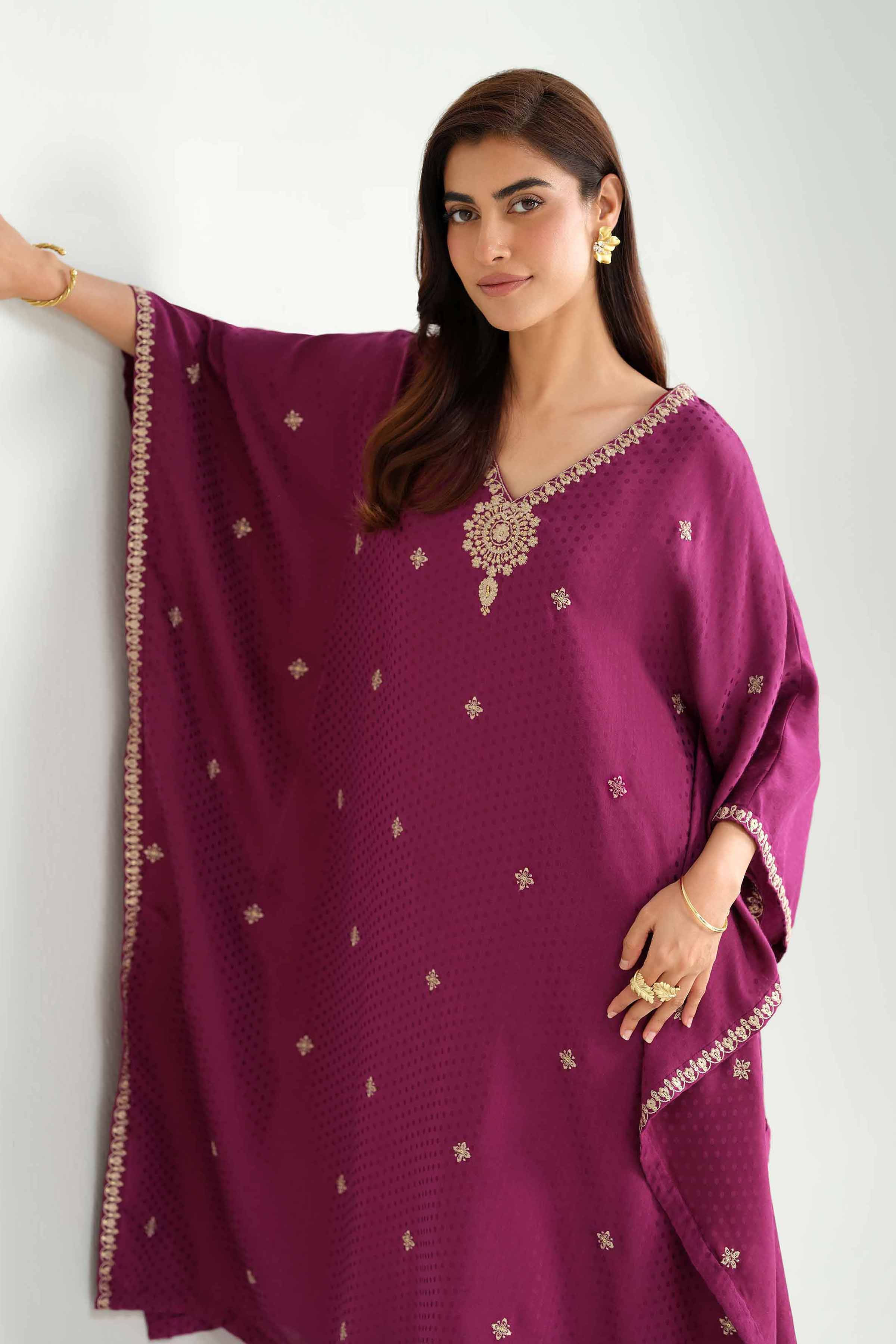 NishatUK - Purple Embroidered Viscose 2-piece ready to wear Luxury Dress
