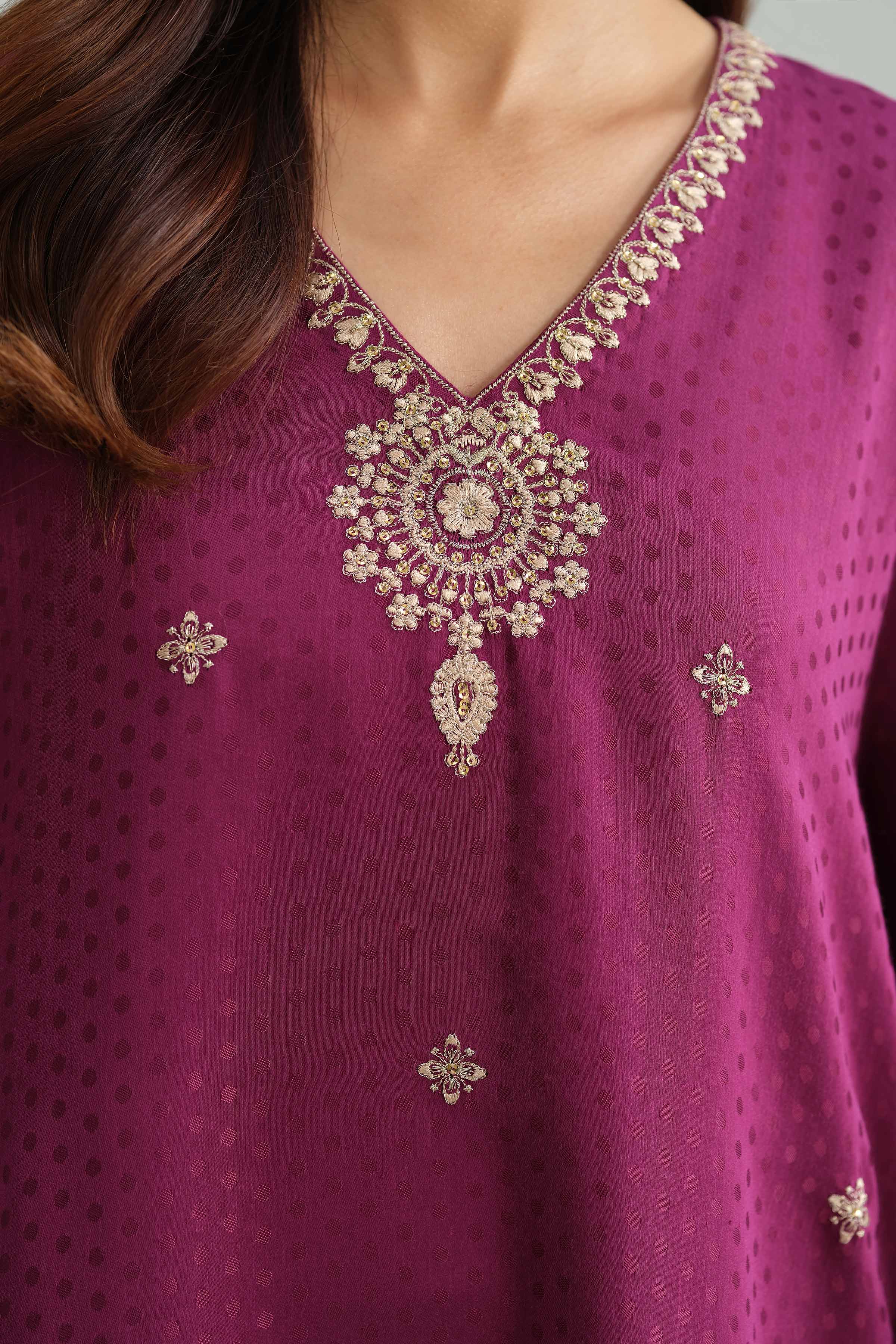 NishatUK - Purple Embroidered Viscose 2-piece ready to wear Luxury Dress