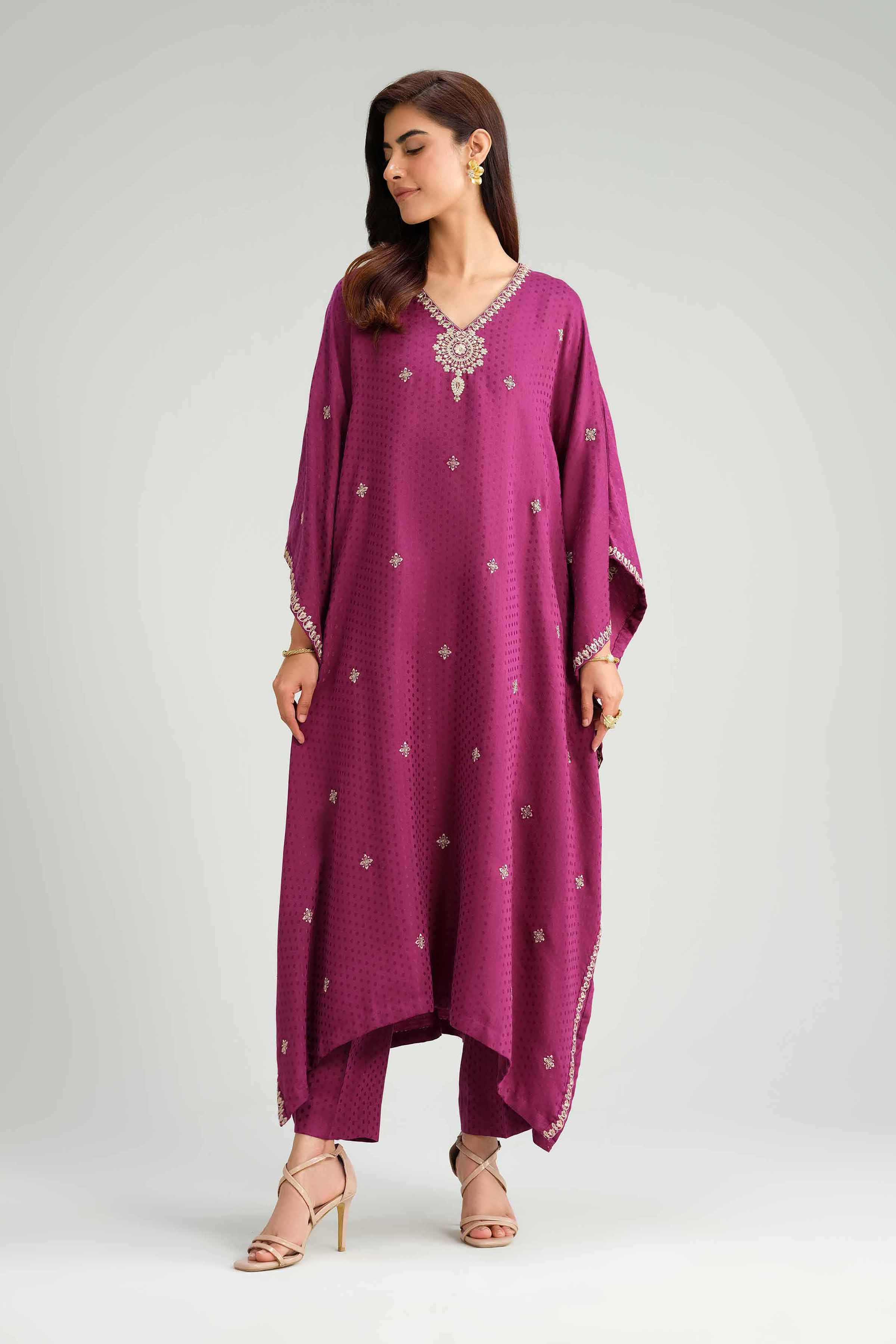 NishatUK - Purple Embroidered Viscose 2-piece ready to wear Luxury Dress