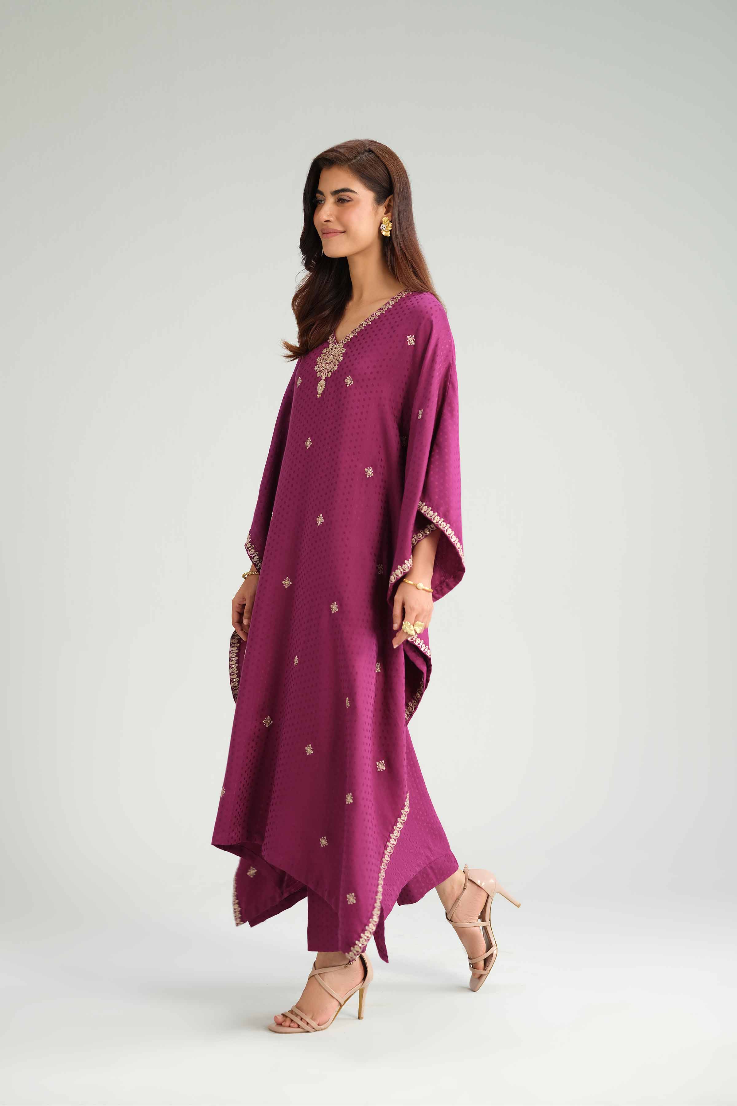 NishatUK - Purple Embroidered Viscose 2-piece ready to wear Luxury Dress