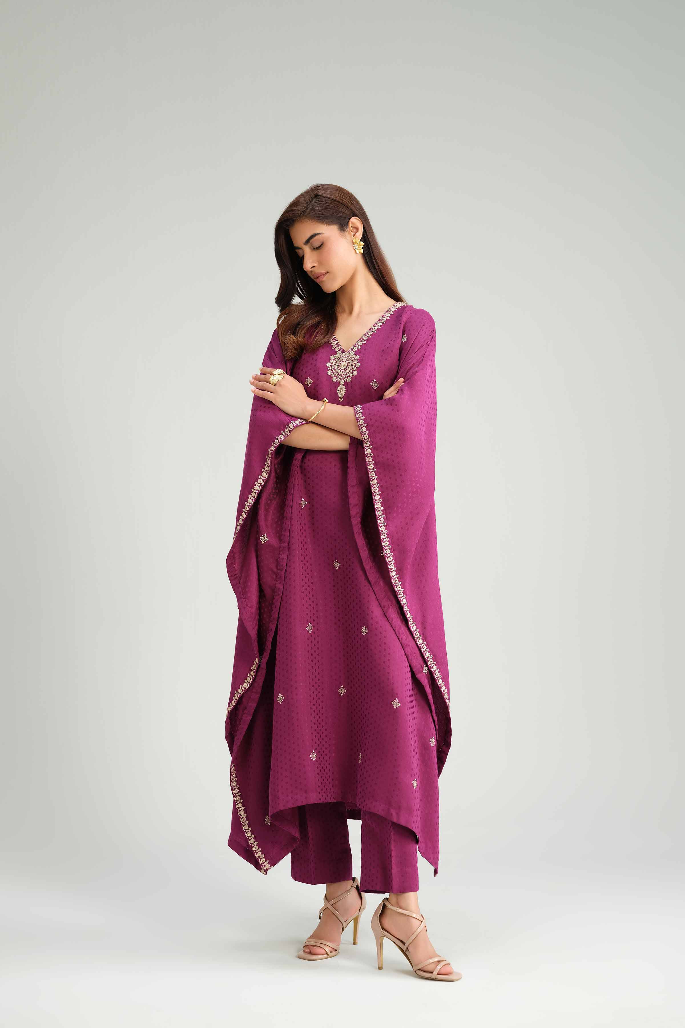 NishatUK - Purple Embroidered Viscose 2-piece ready to wear Luxury Dress