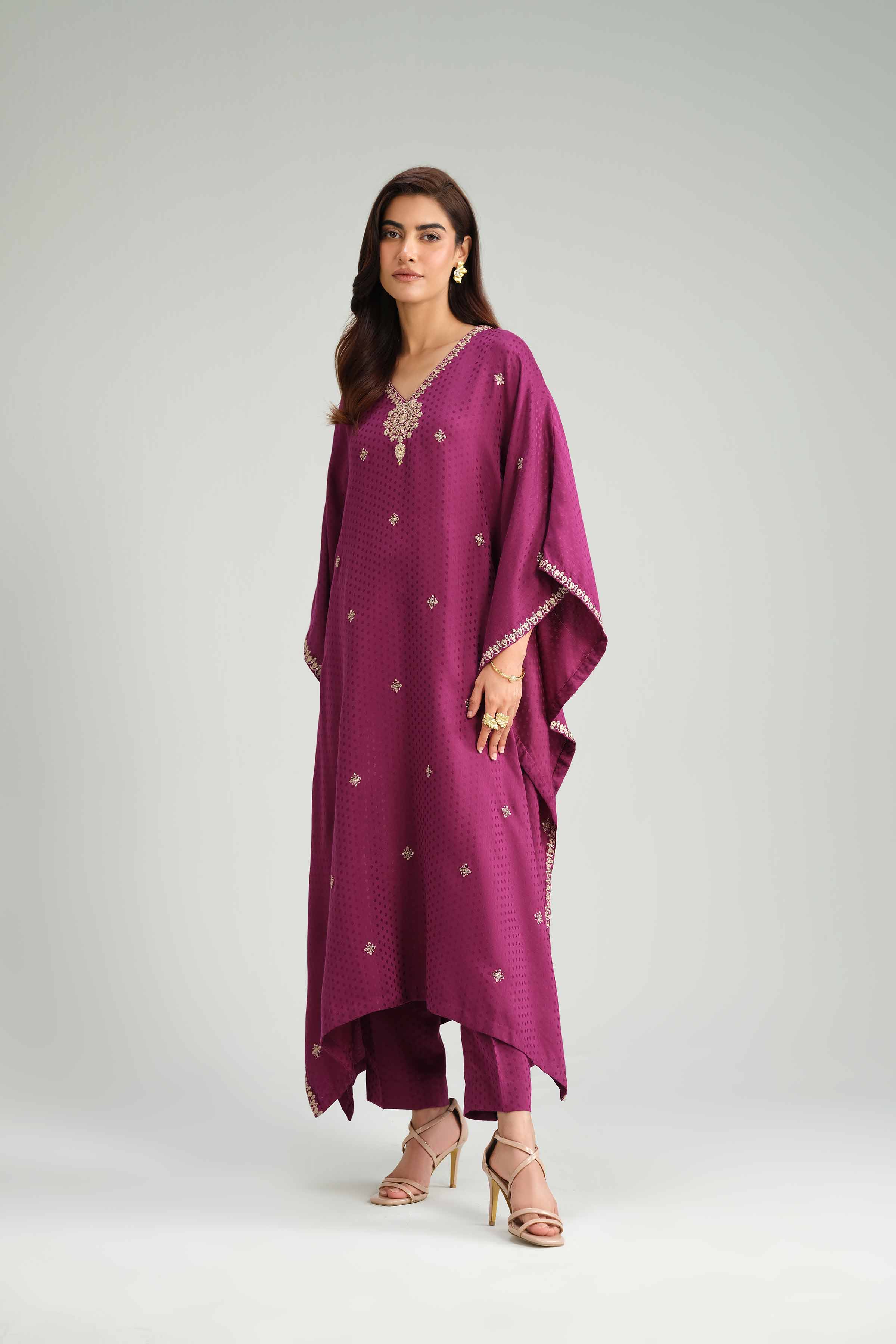 NishatUK - Purple Embroidered Viscose 2-piece ready to wear Luxury Dress