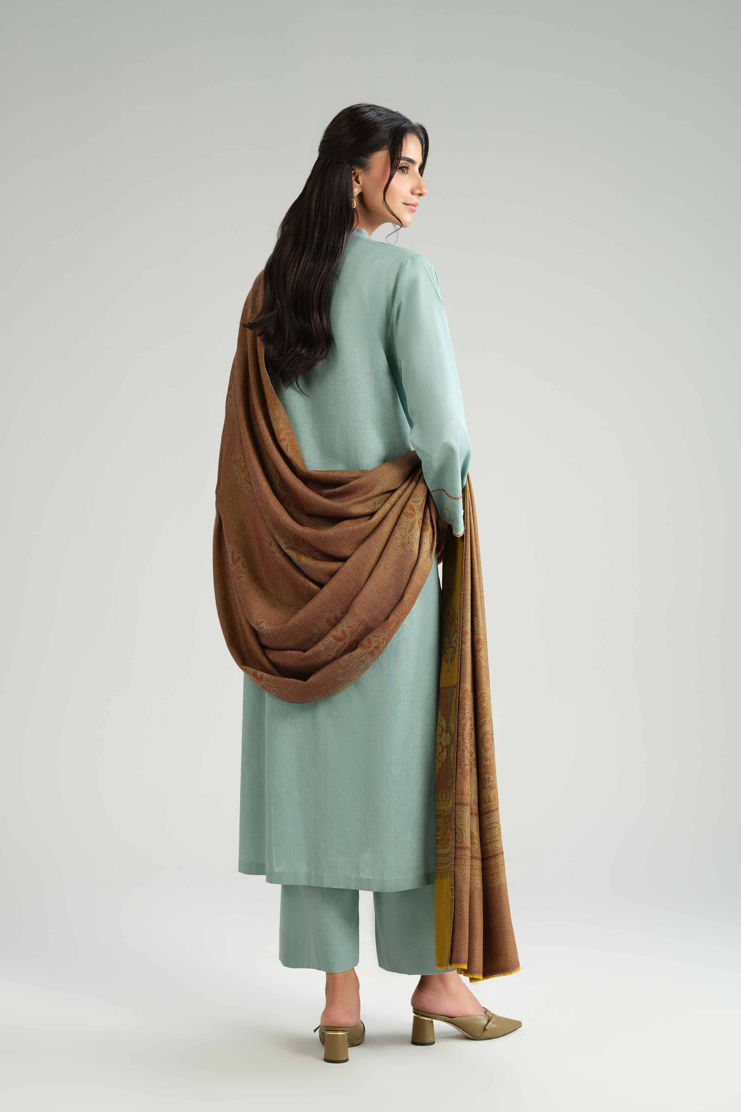 NishatUK - Blue Embroidered Karandi 3-piece ready to wear suit