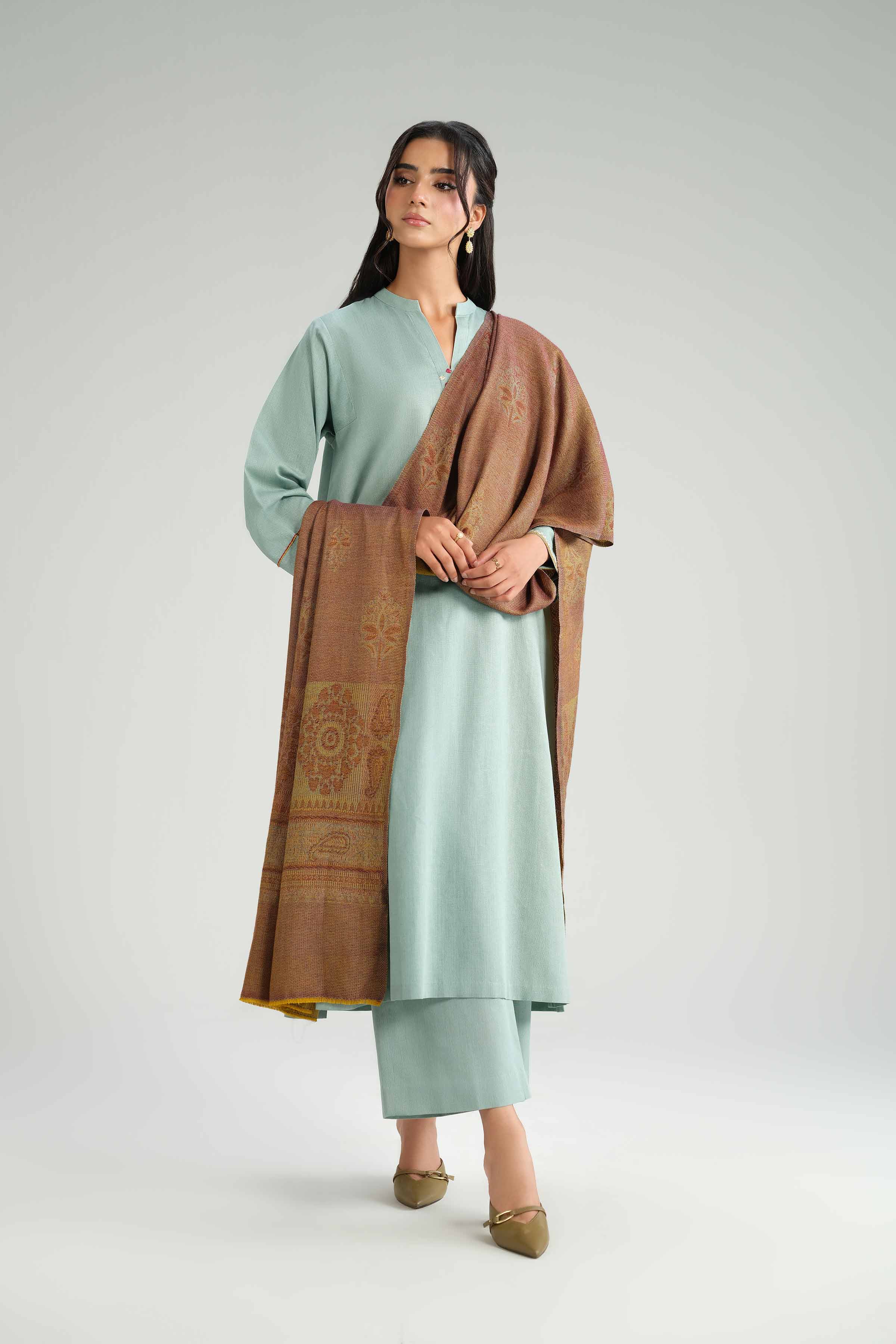 NishatUK - Blue Embroidered Karandi 3-piece ready to wear suit