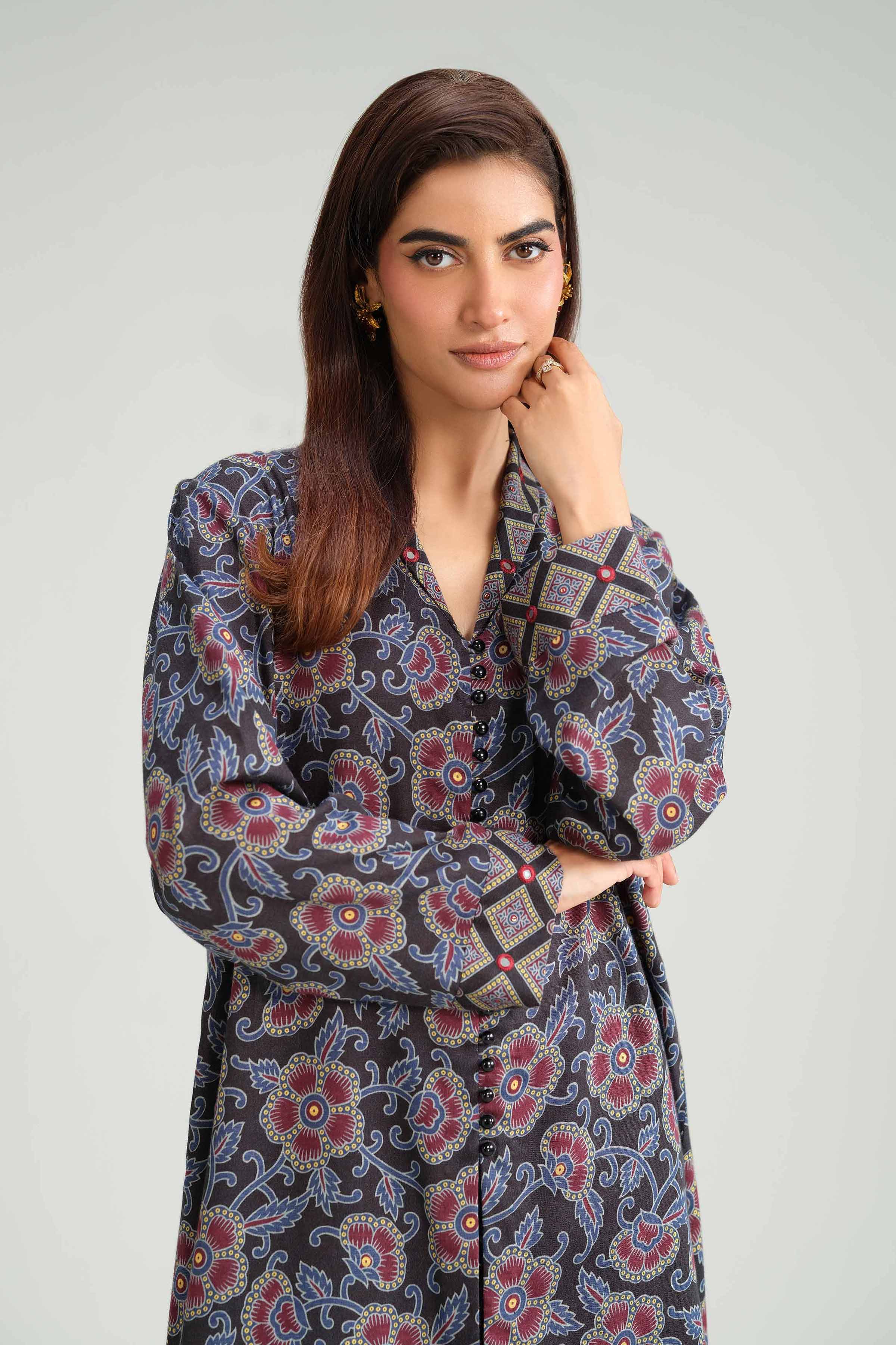 NishatUK - Grey Printed Karandi 2-piece ready to wear Luxury Dress