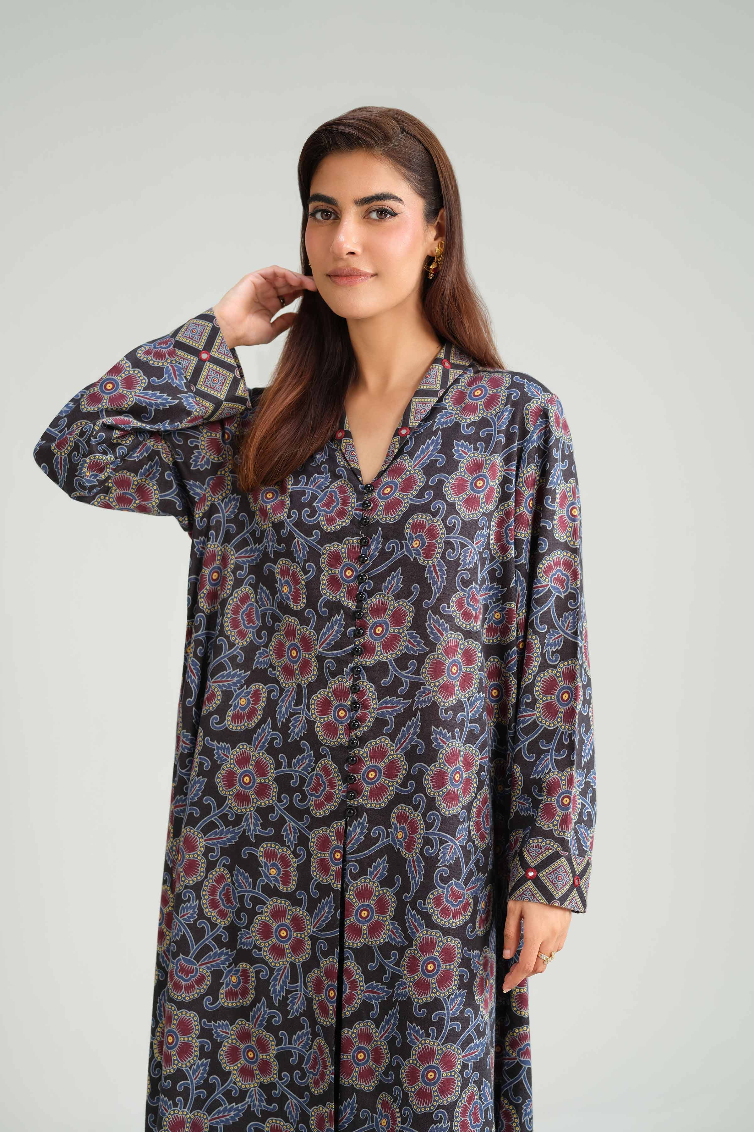 NishatUK - Grey Printed Karandi 2-piece ready to wear Luxury Dress