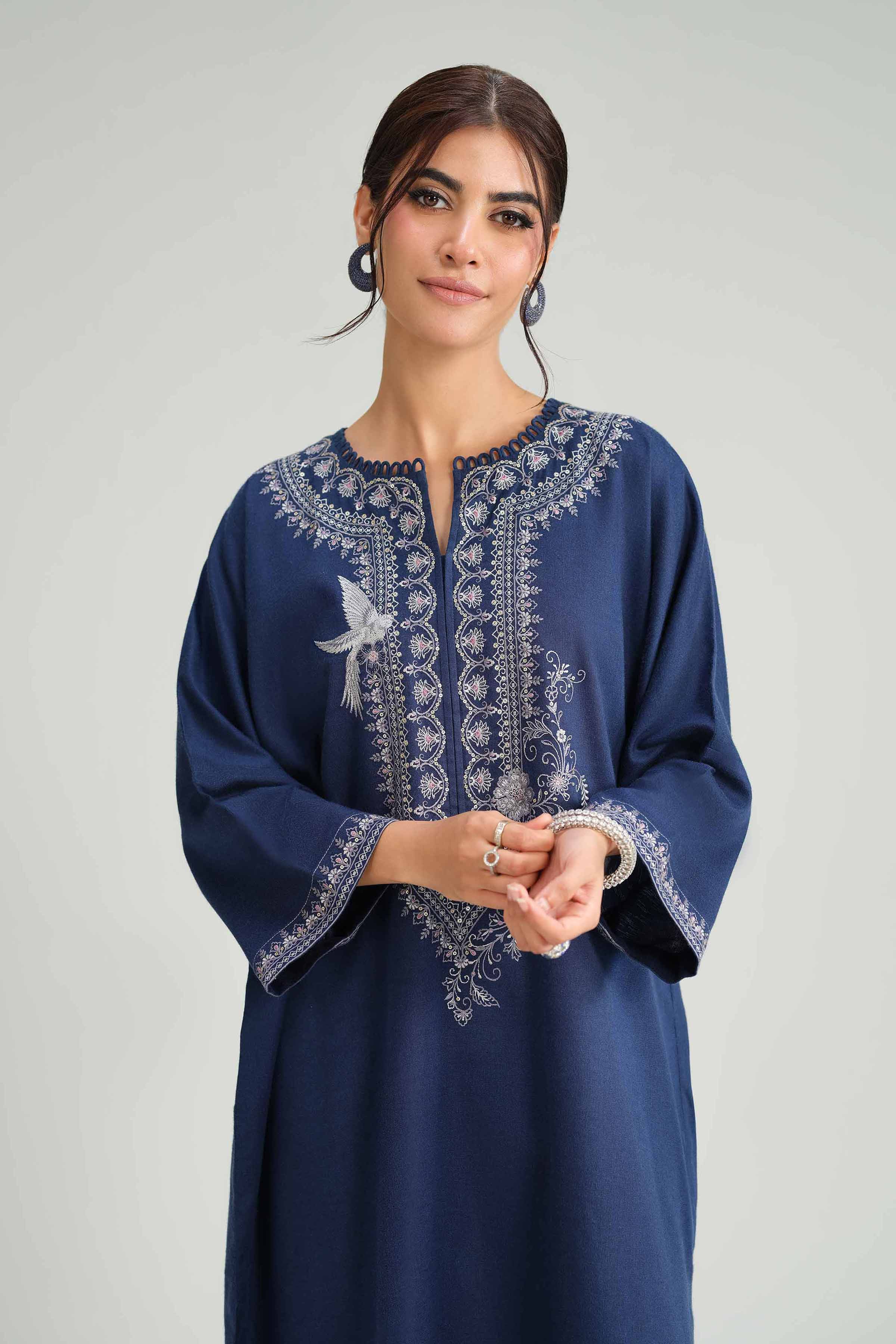 NishatUK - Blue Embroidered Karandi 2-piece ready to wear Luxury Dress