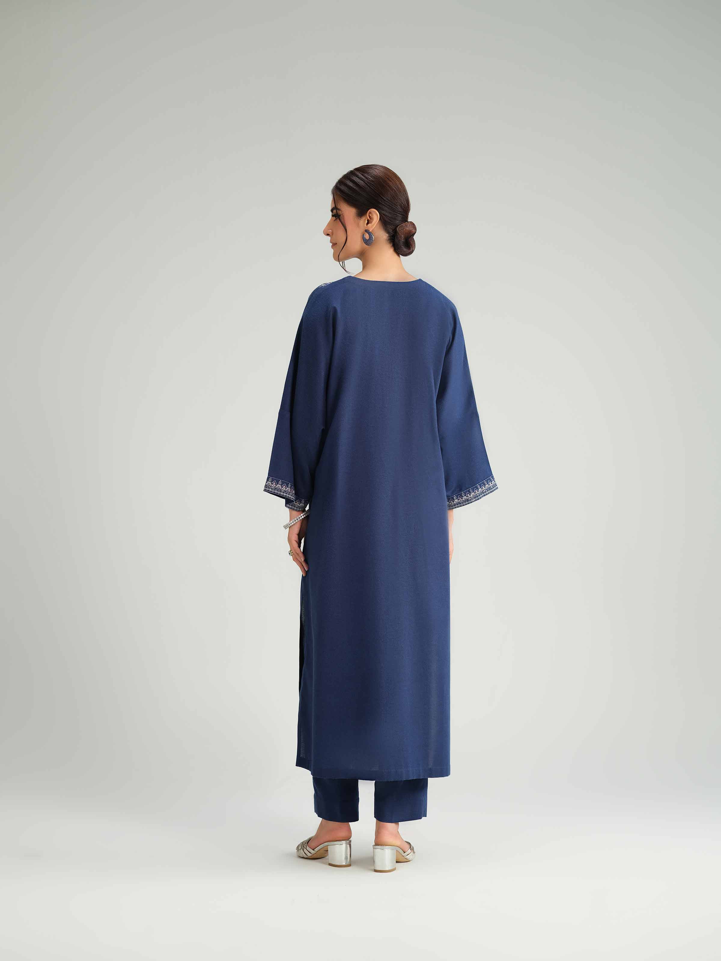 NishatUK - Blue Embroidered Karandi 2-piece ready to wear Luxury Dress