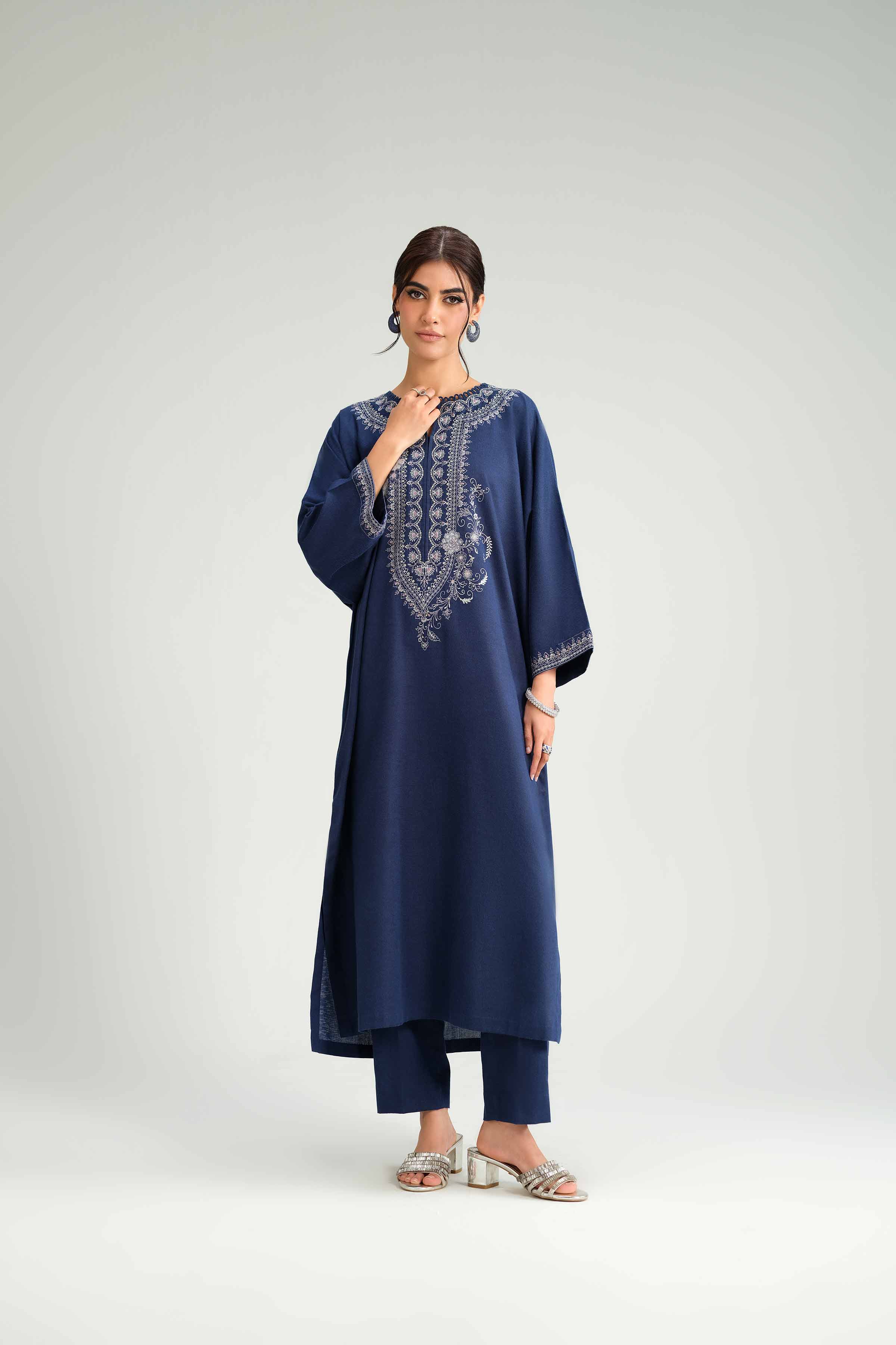 NishatUK - Blue Embroidered Karandi 2-piece ready to wear Luxury Dress
