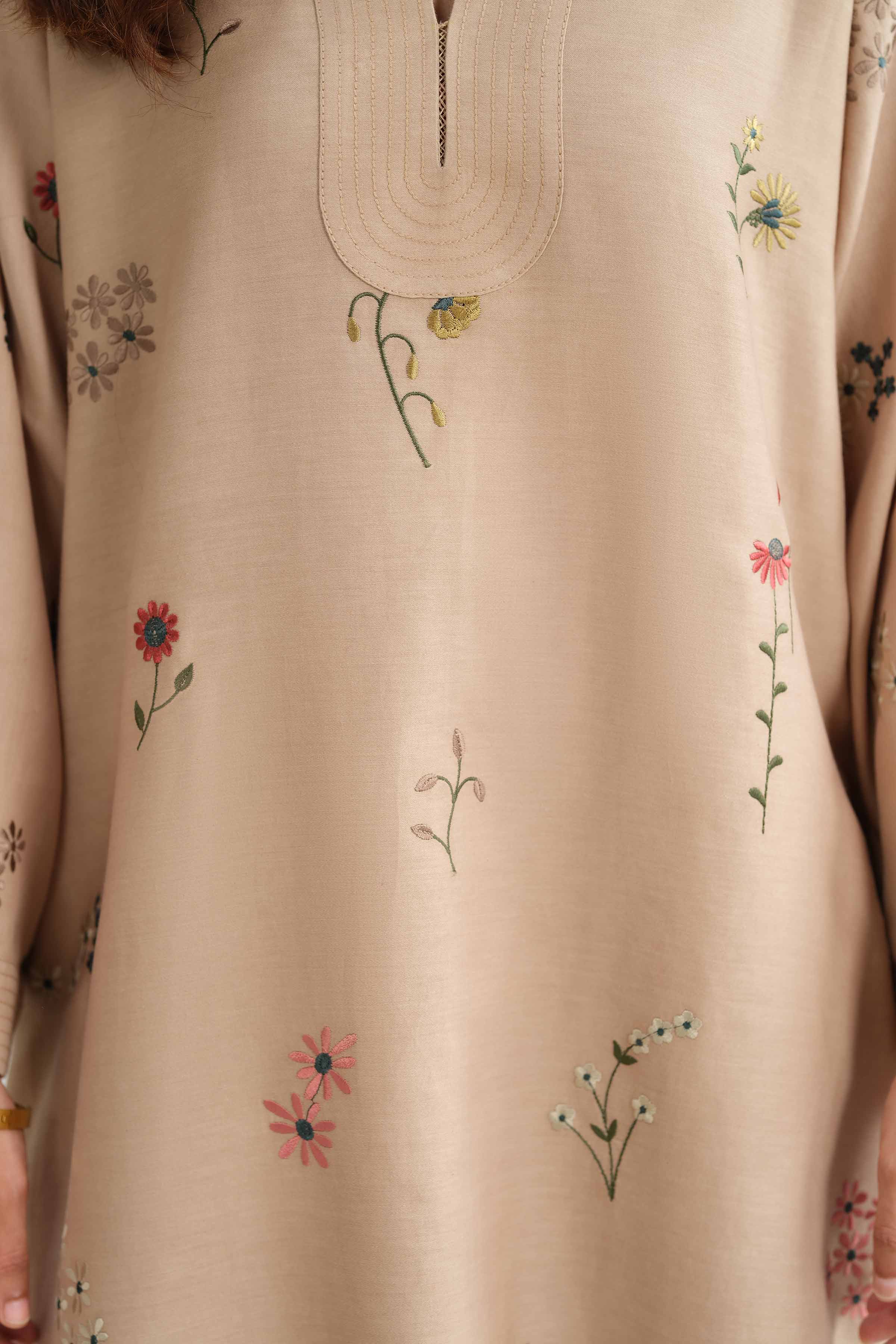 NishatUK - Brown Embroidered Sateen 2-piece ready to wear-luxury Dress