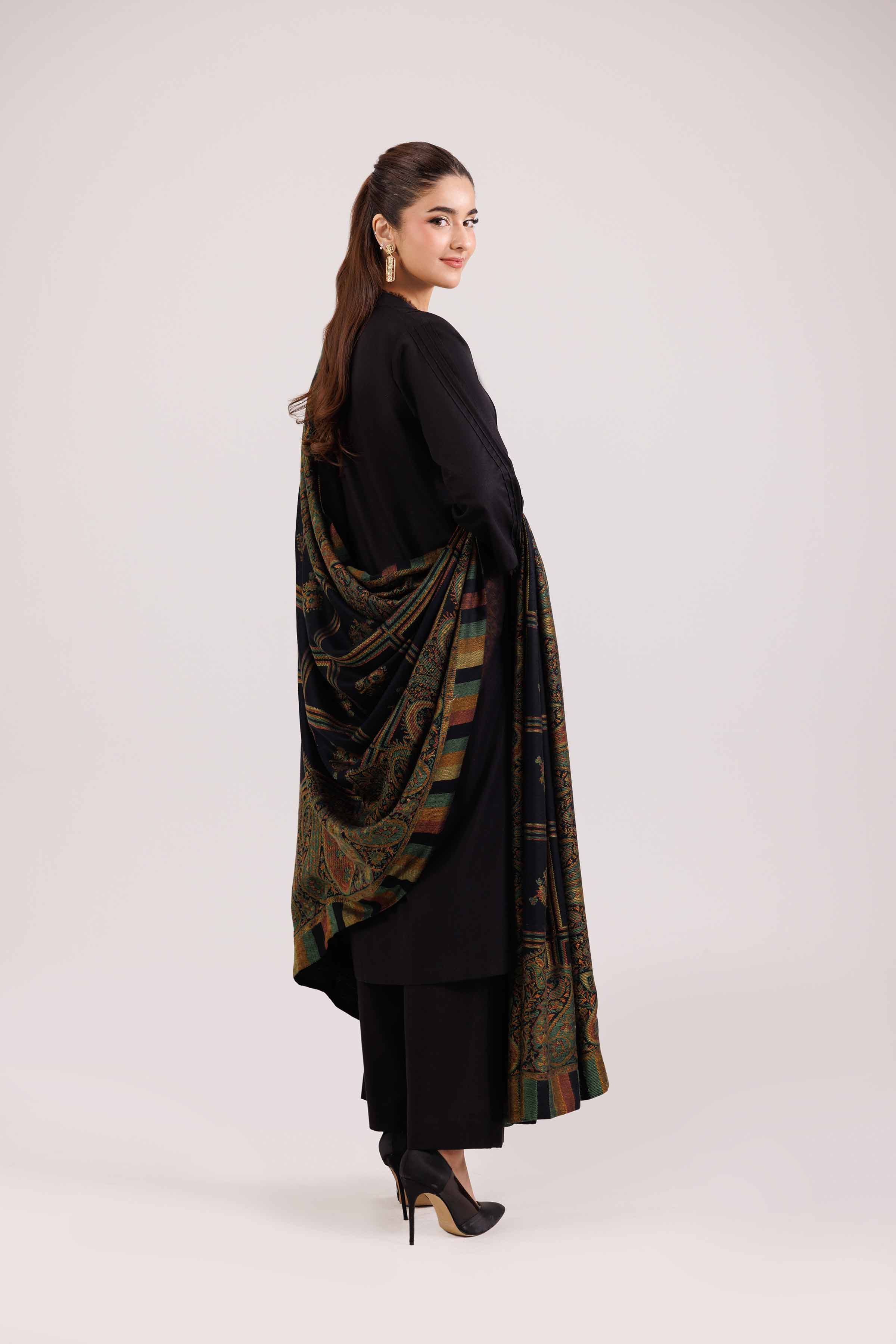 NishatUK - Black Embroidered Karandi 3-piece ready to wear luxury Suit