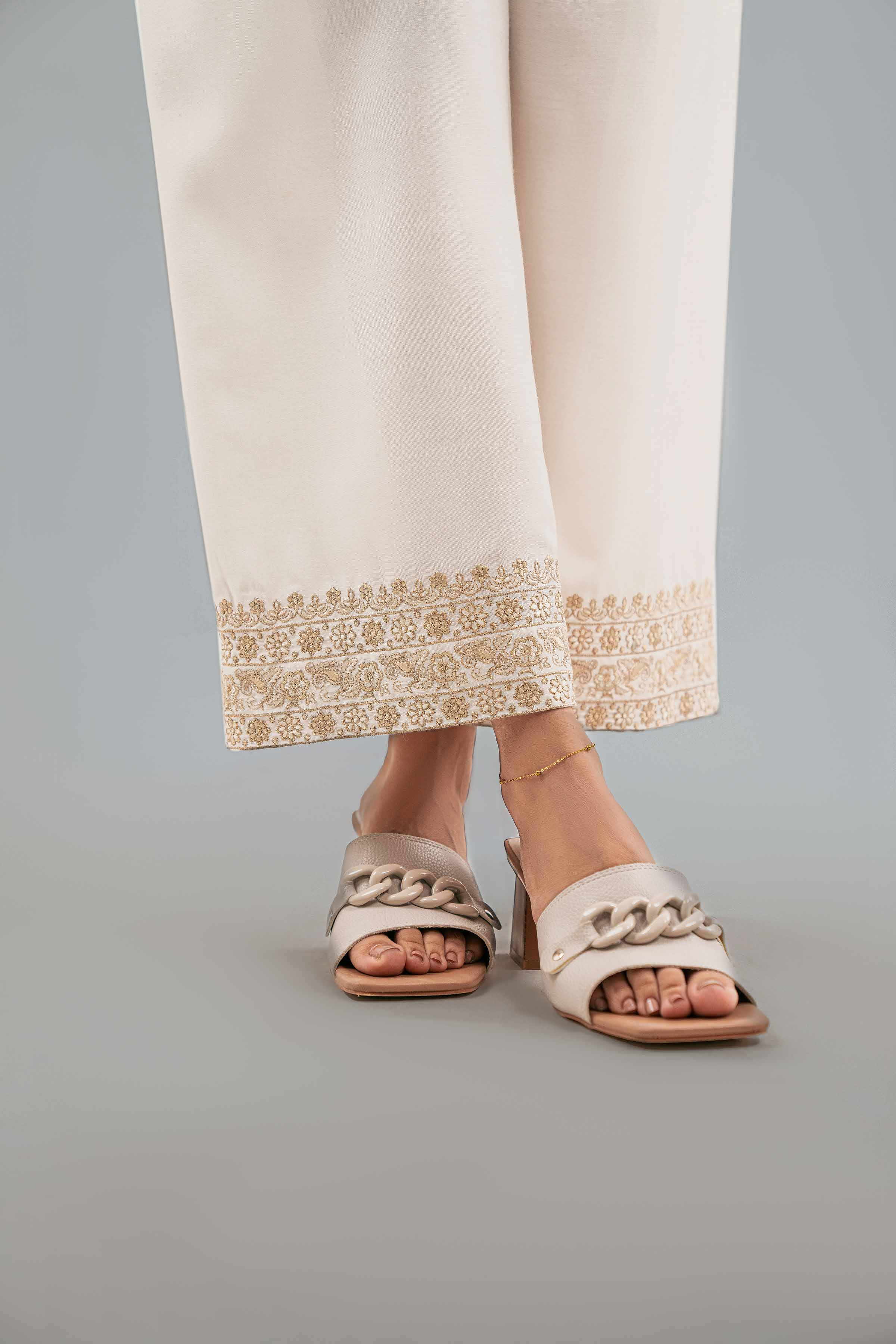 NishatUK - White Embroidered Silk 1-piece ready to wear-luxury Pant