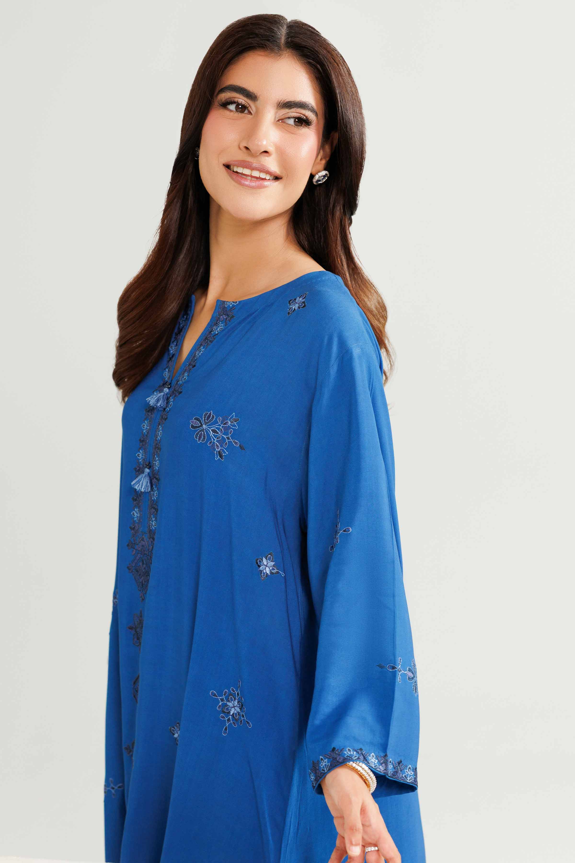 NishatUK - Blue Embroidered Linen 2-piece ready to wear-luxury Dress