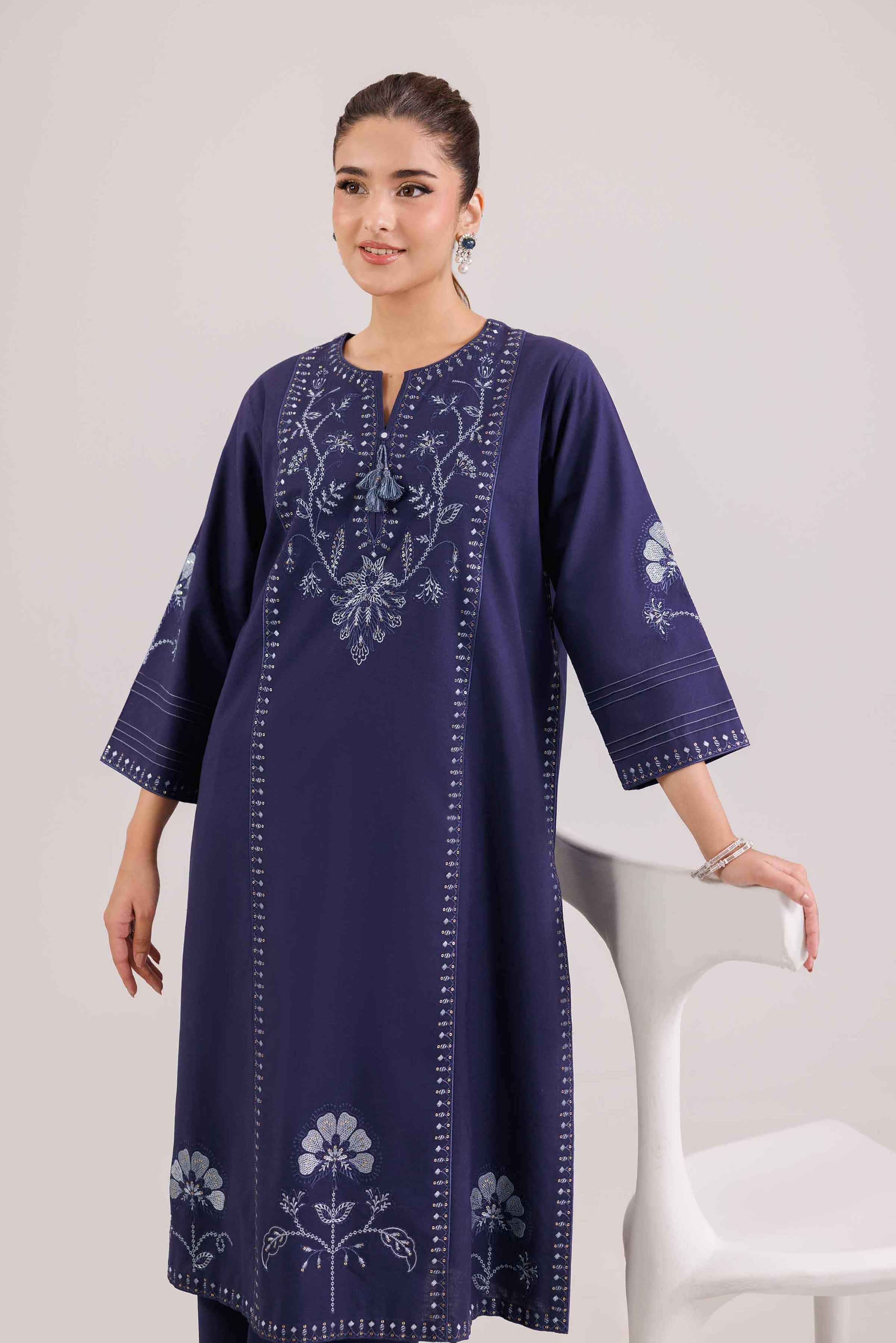 NishatUK - Blue Embroidered Karandi 2-piece ready to wear luxury Dress