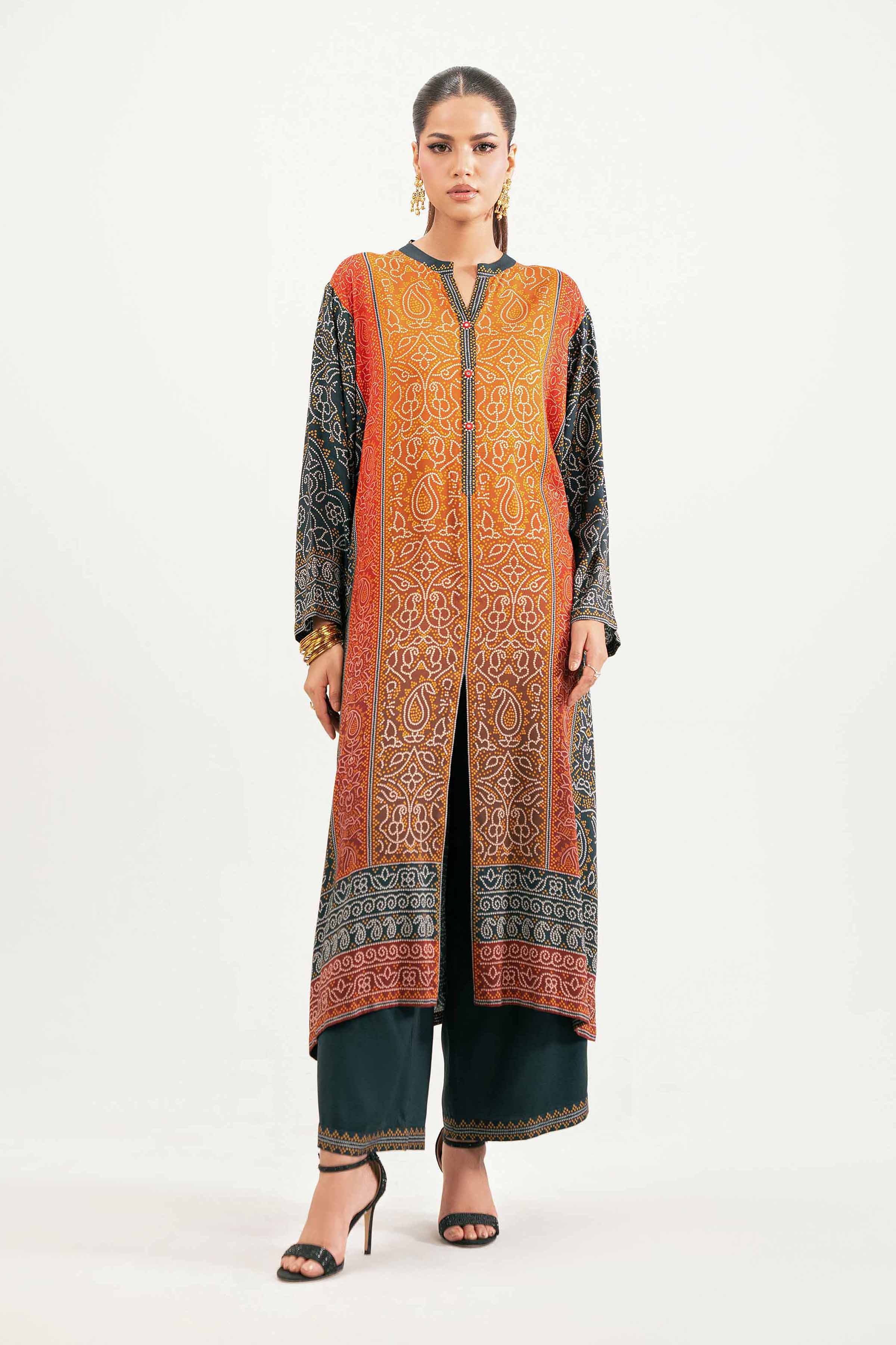 NishatUK - Multi Printed Linen 2-piece ready to wear Luxury Dress