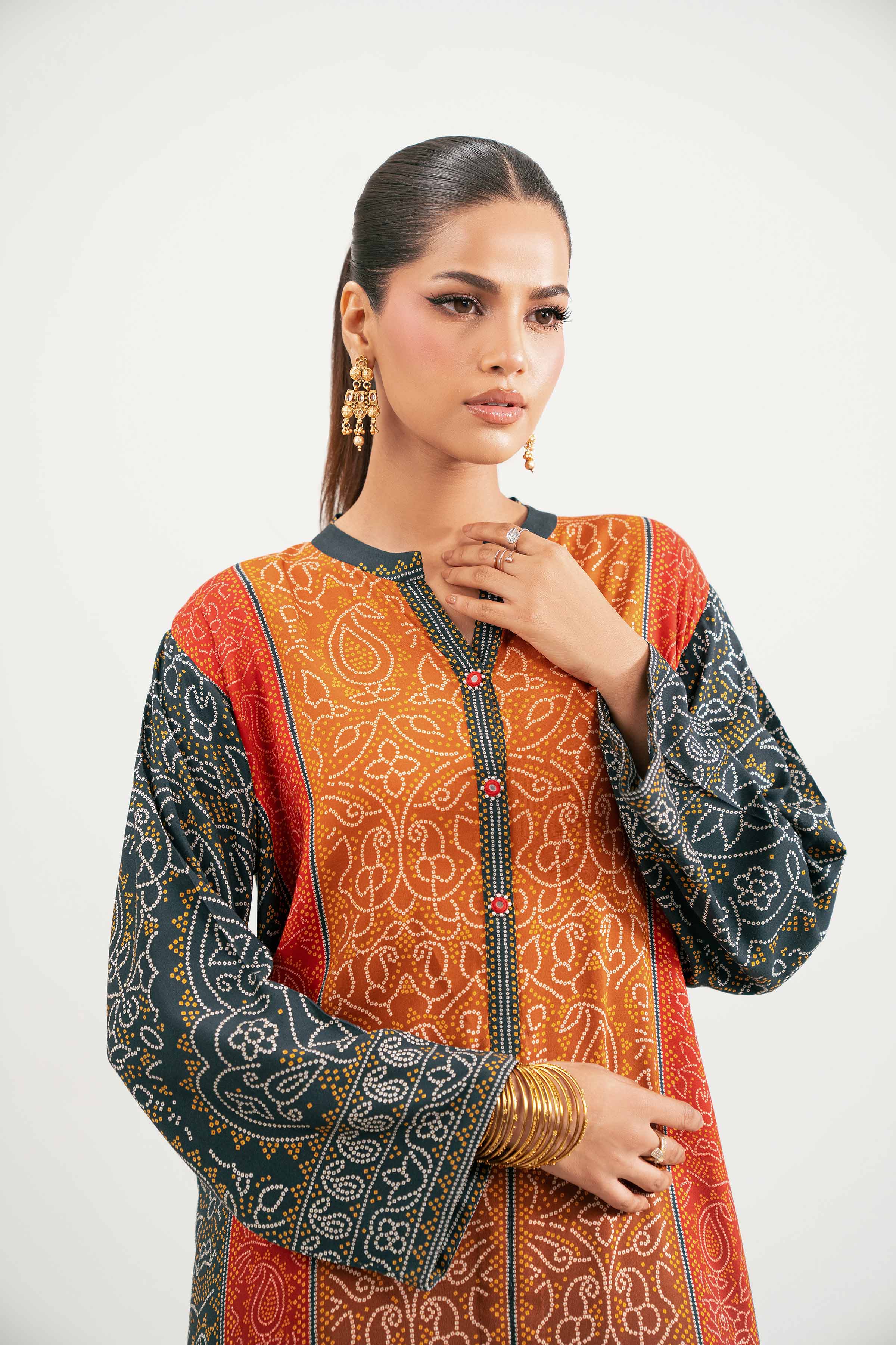 NishatUK - Multi Printed Linen 2-piece ready to wear Luxury Dress