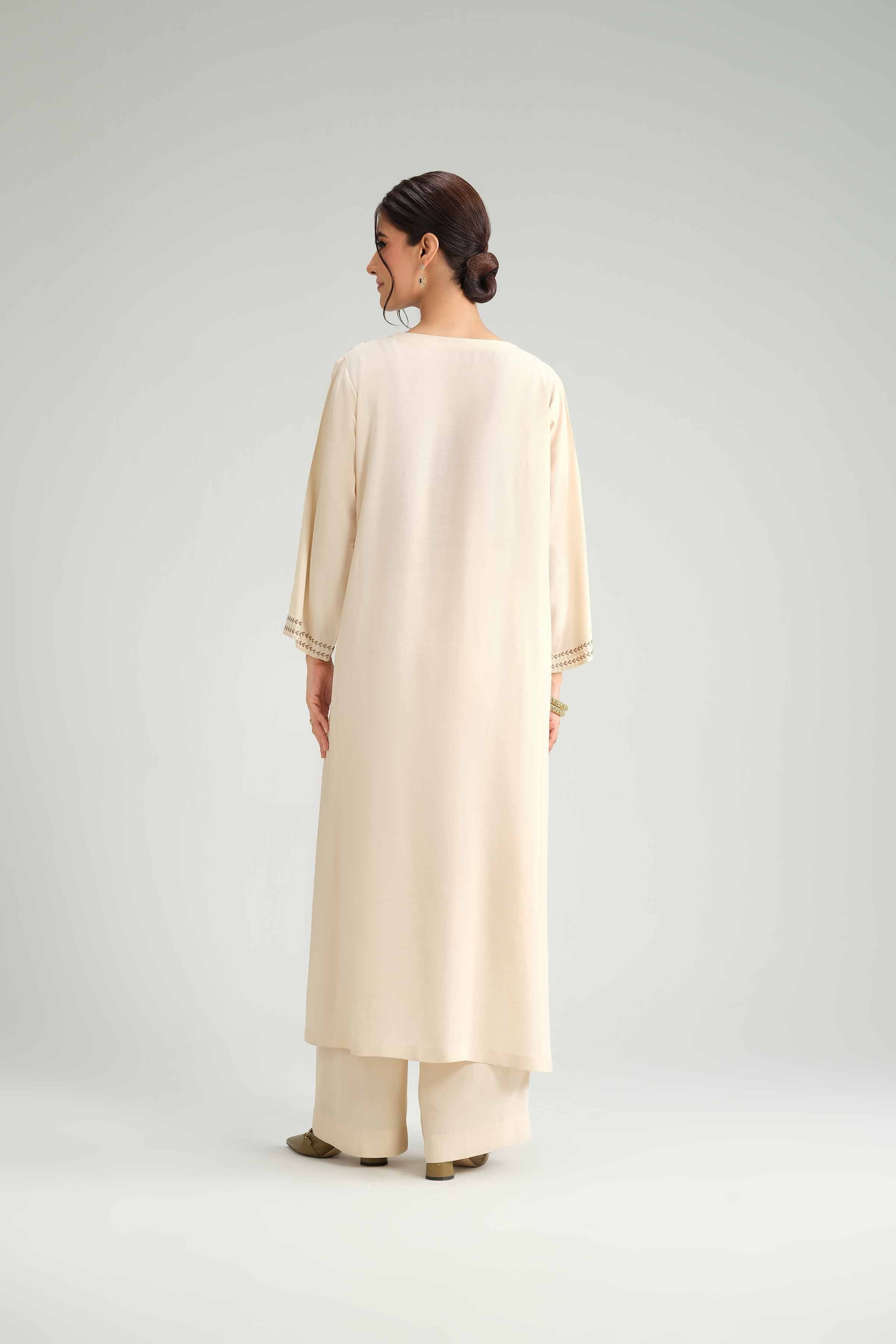NishatUK - Beige Embroidered Linen 2-piece ready to wear-luxury Dress