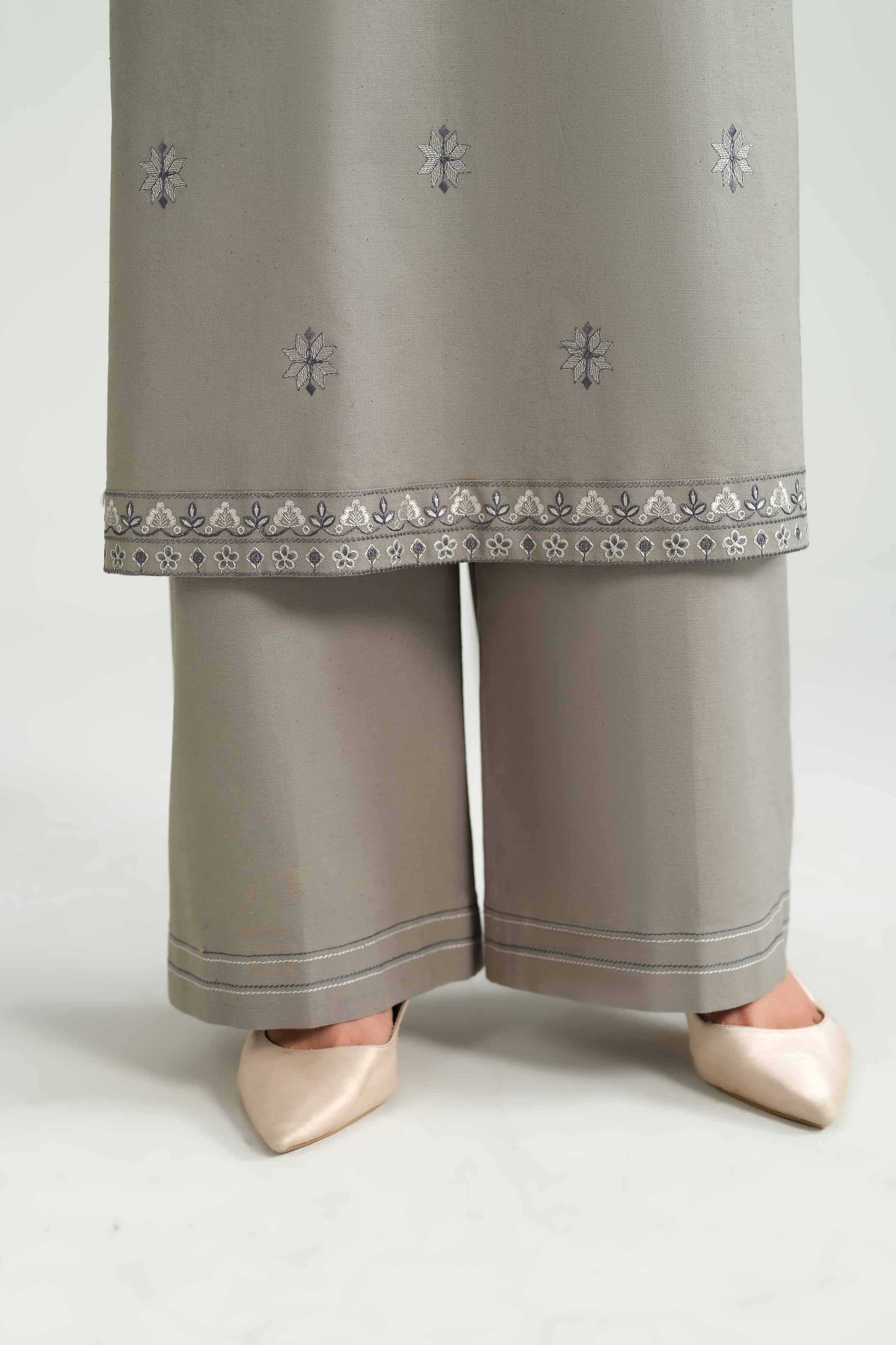 NishatUK - Grey Embroidered Karandi 2-piece ready to wear-luxury Dress