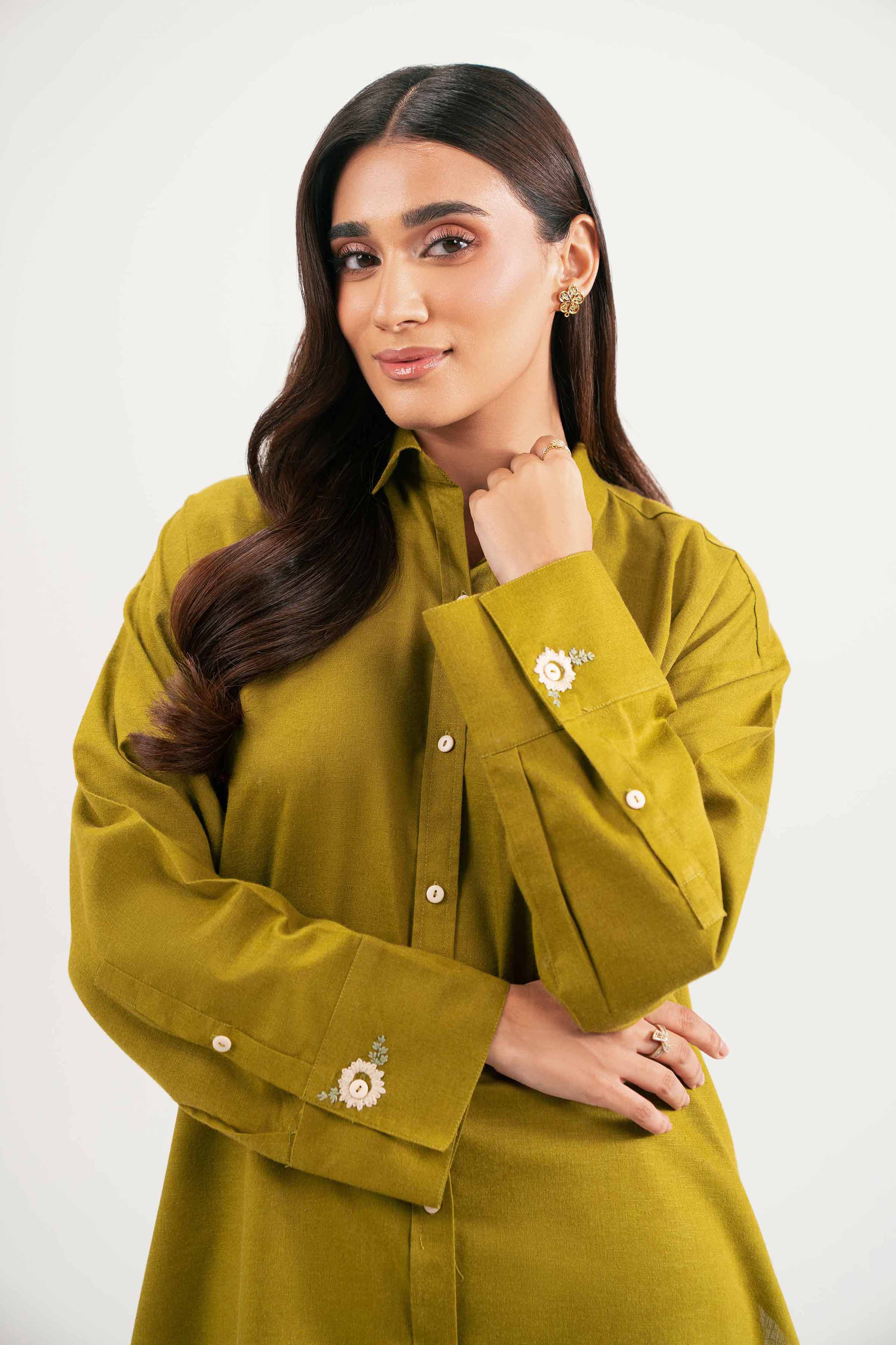 NishatUK - Olive Solids Karandi 2-piece ready to wear Luxury Dress