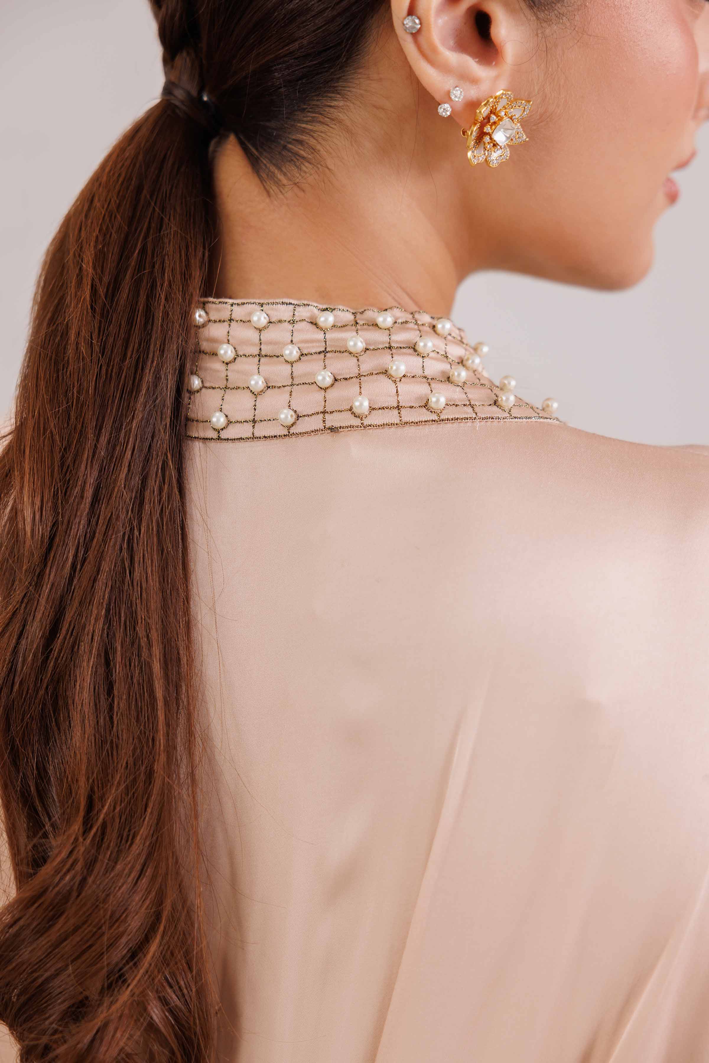 NishatUK - Beige Embroidered Silk 2-piece ready to wear luxury Dress