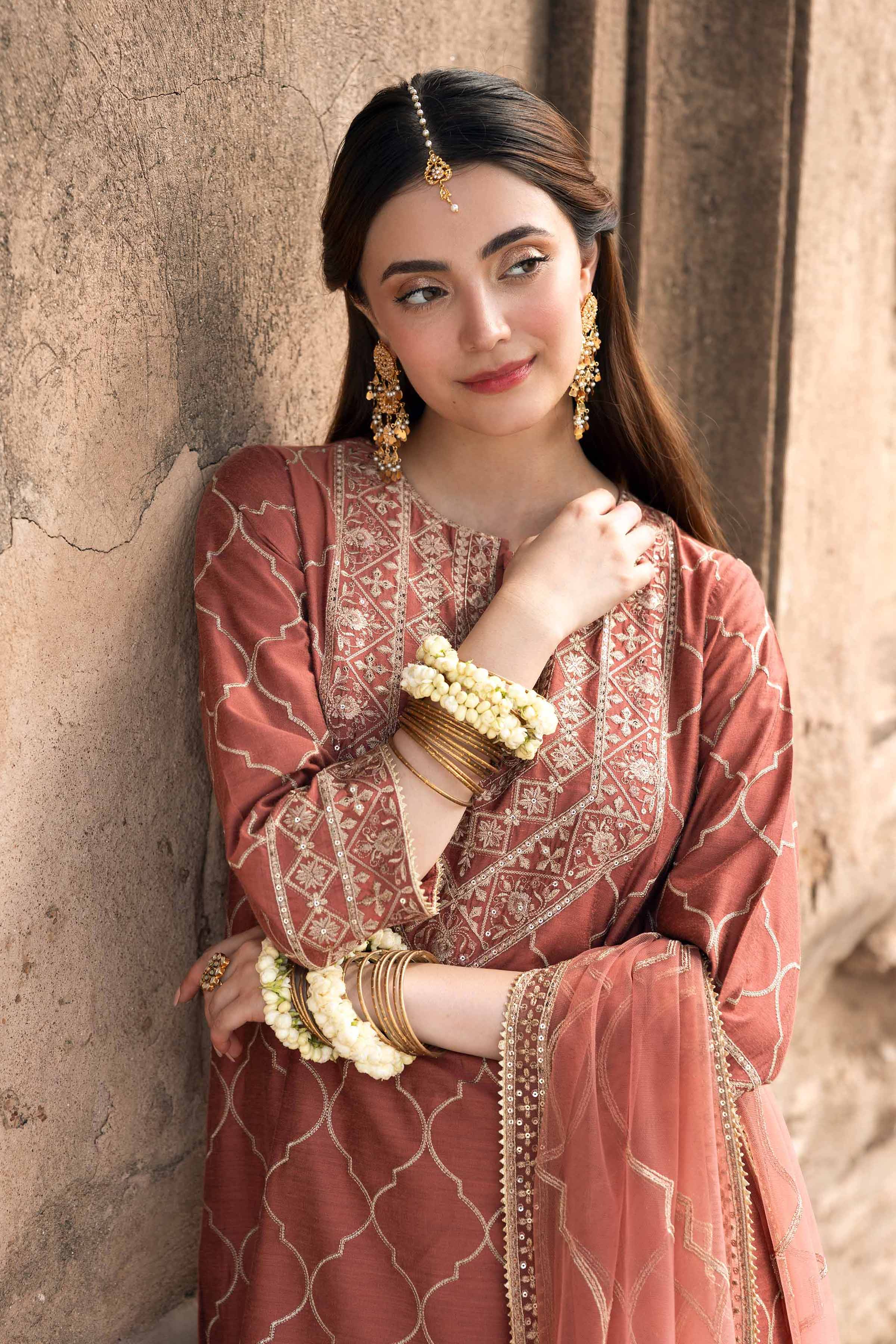 NishatUK - Pink Embroidered Silk 3-piece ready to wear Suit