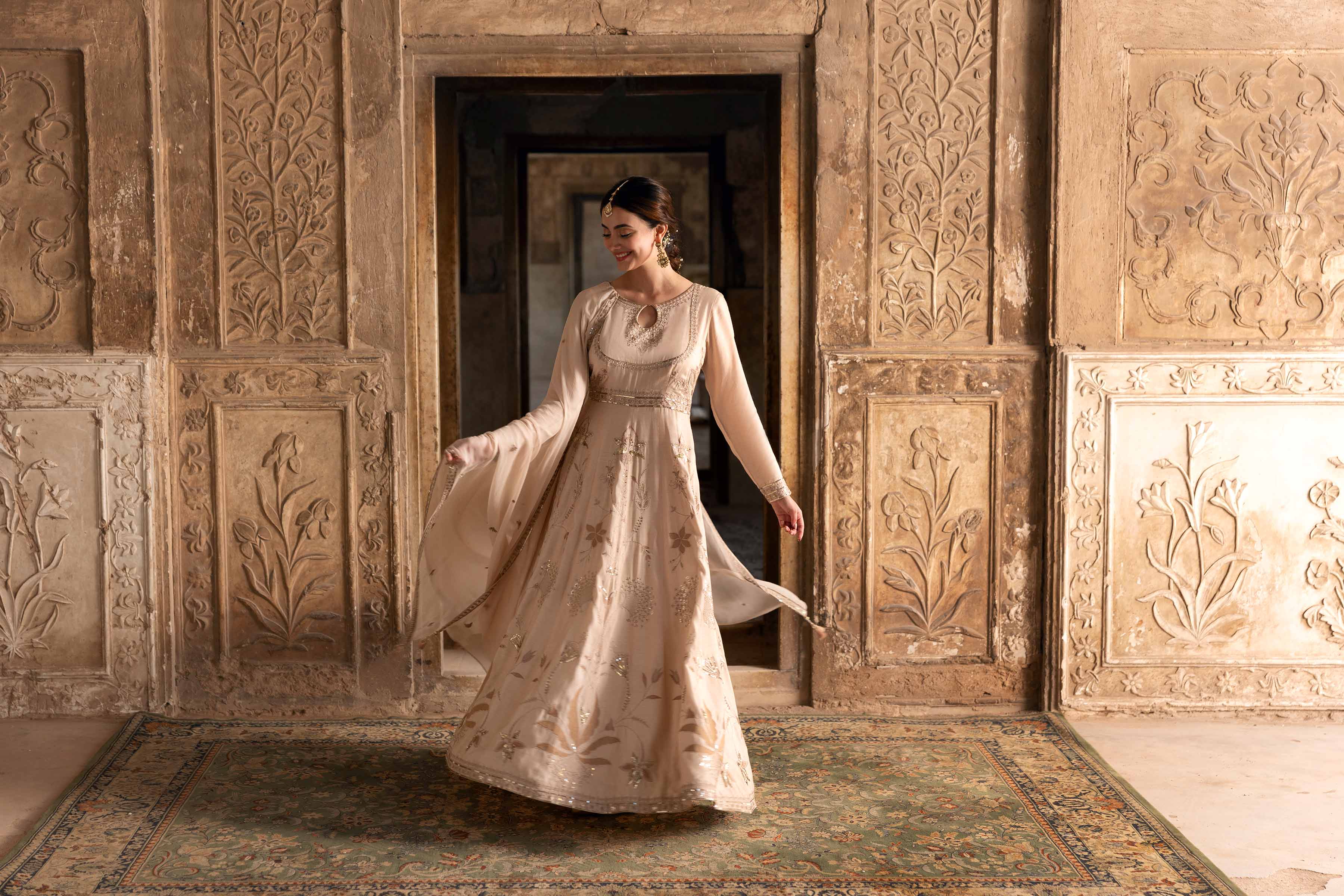 NishatUK - Off White Embroidered Viscose 2-piece ready to wear Luxury Dress