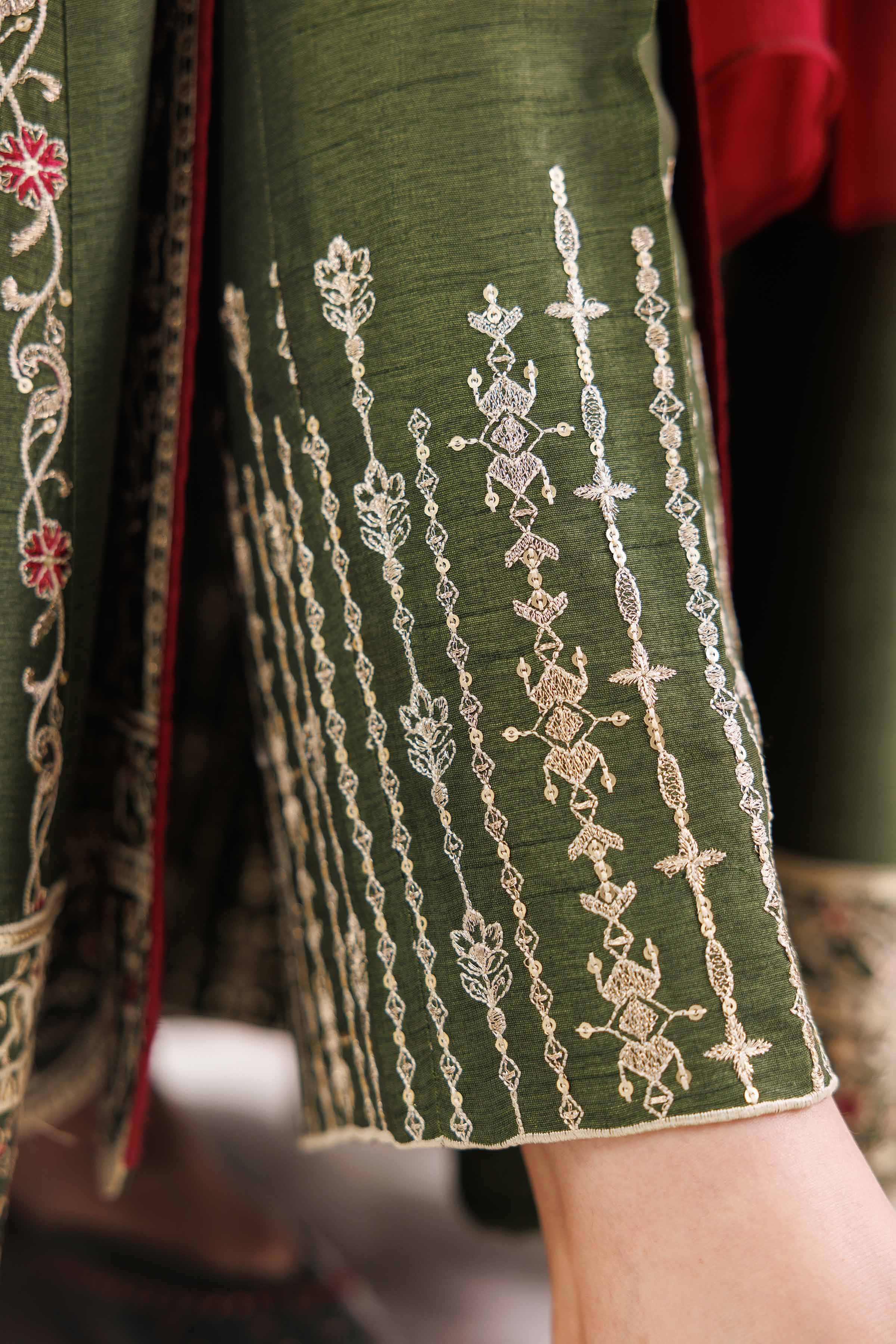 NishatUK - Green Embroidered Silk 3-piece ready to wear luxury suit