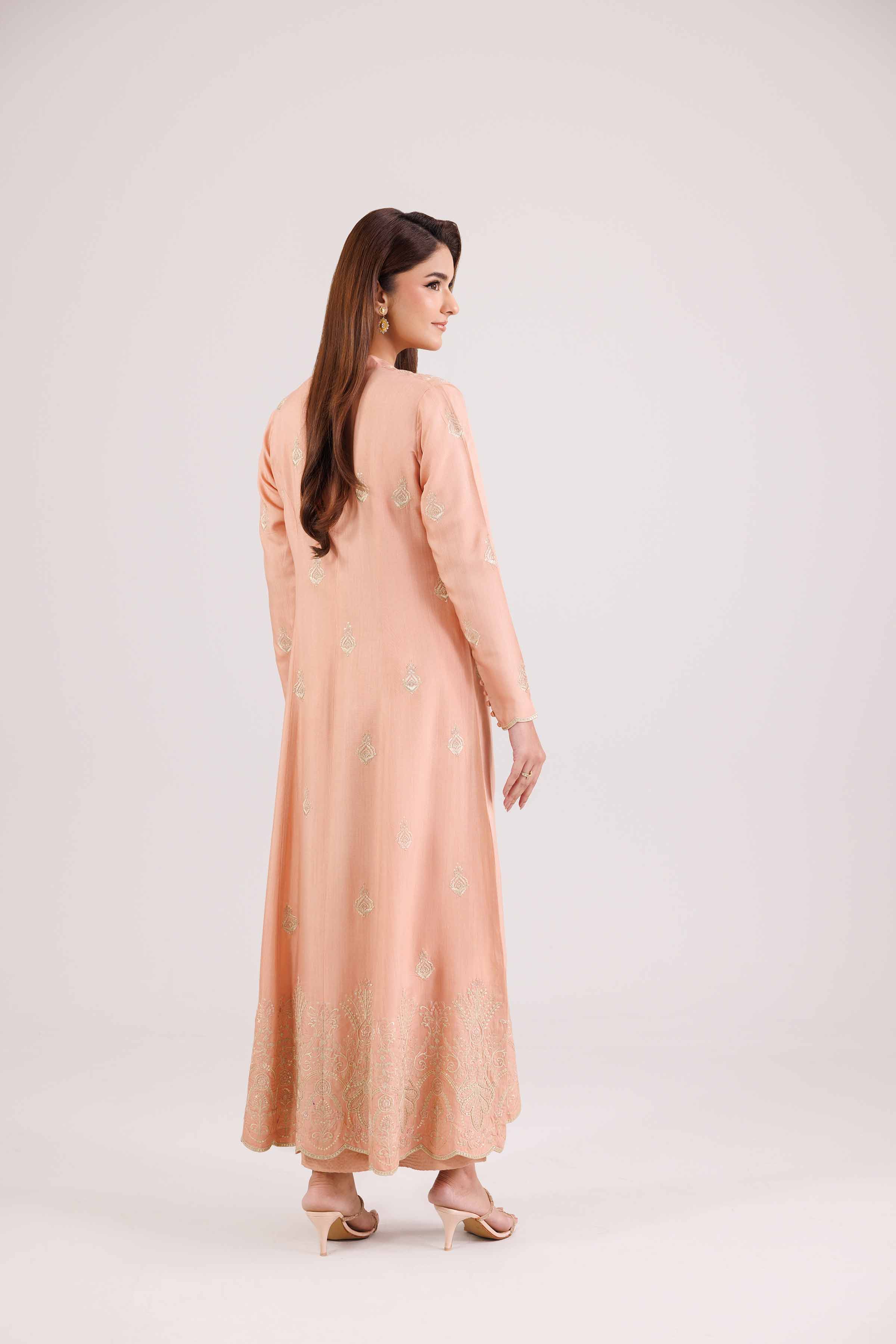 NishatUK - Orange Embroidered Viscose 2-piece ready to wear-luxury Dress