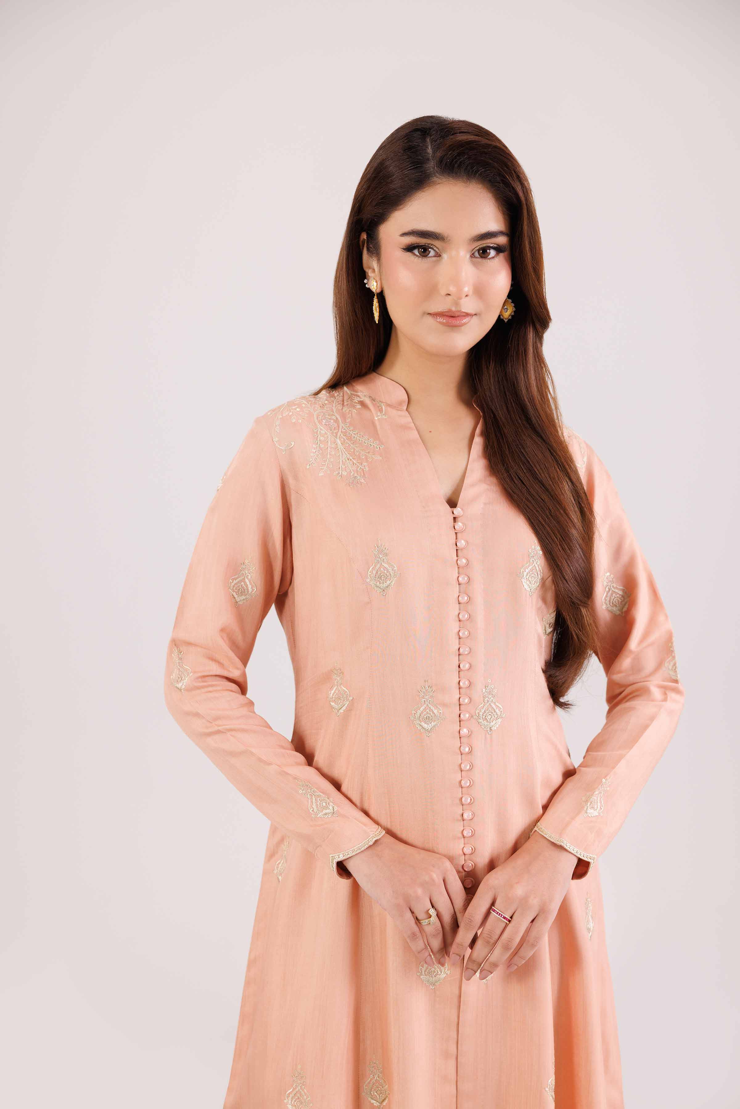 NishatUK - Orange Embroidered Viscose 2-piece ready to wear-luxury Dress