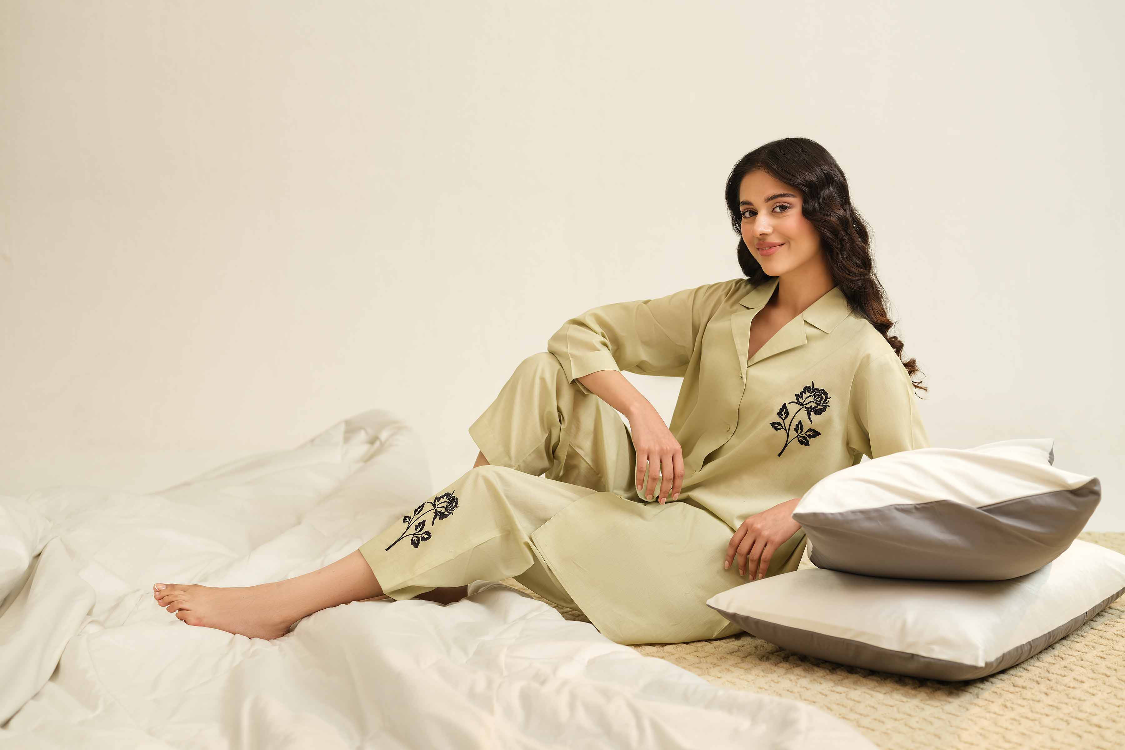 NishatUK - Brown Embroidered Cambric 2-piece ready to wear Luxury Dress