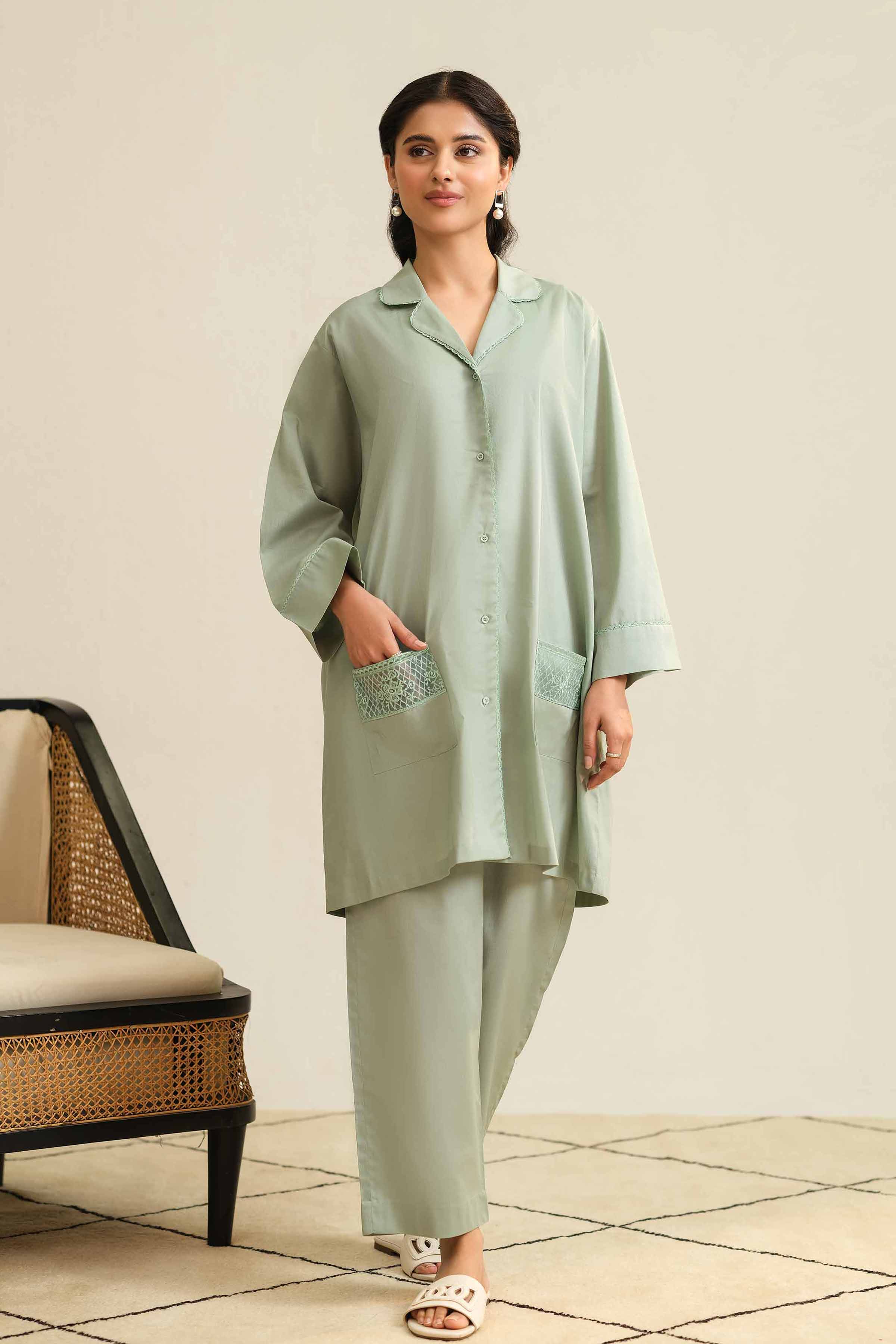 NishatUK - Brown Embroidered Cambric 2-piece ready to wear Luxury Dress