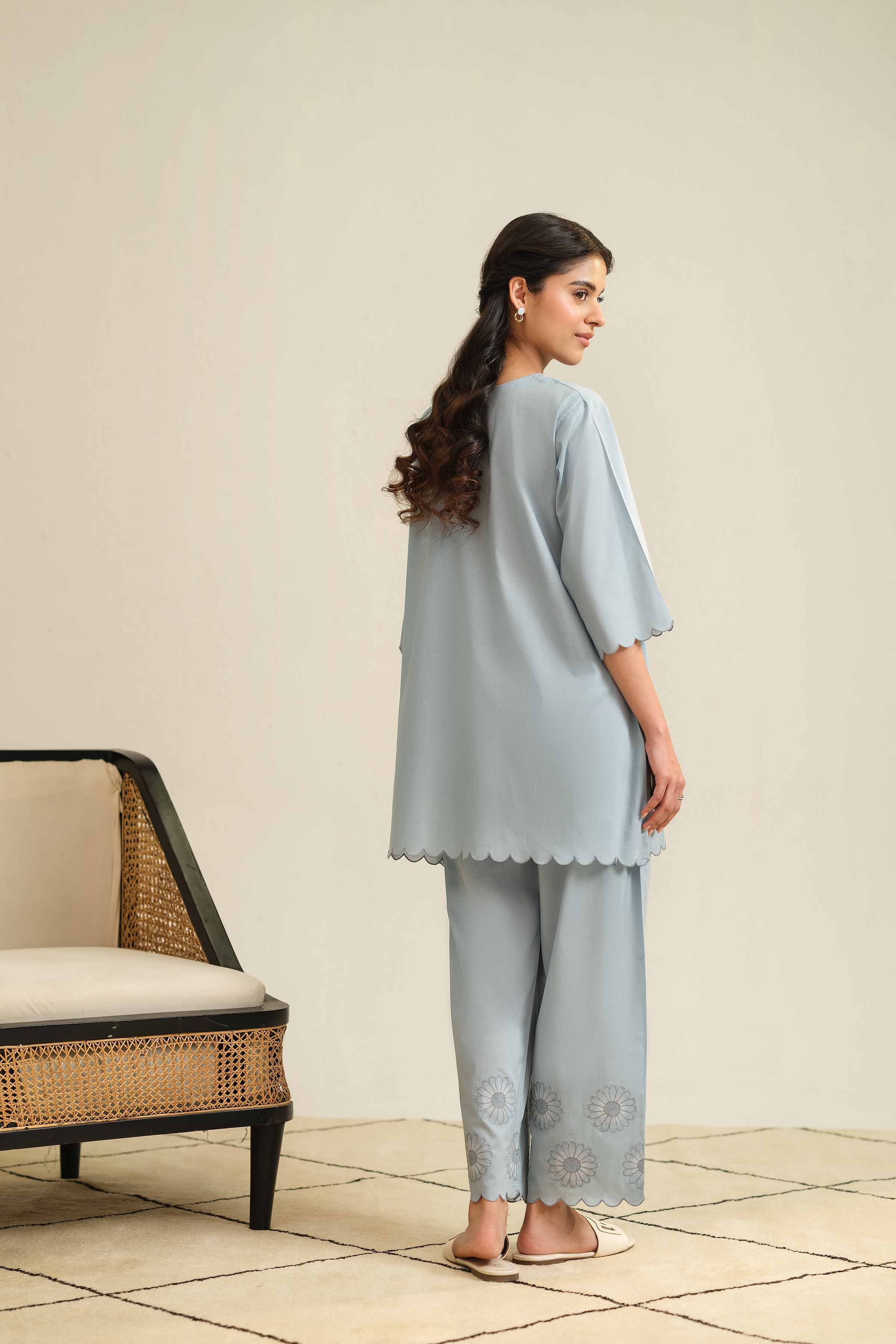 NishatUK - Brown Embroidered Cambric 2-piece ready to wear Luxury Dress