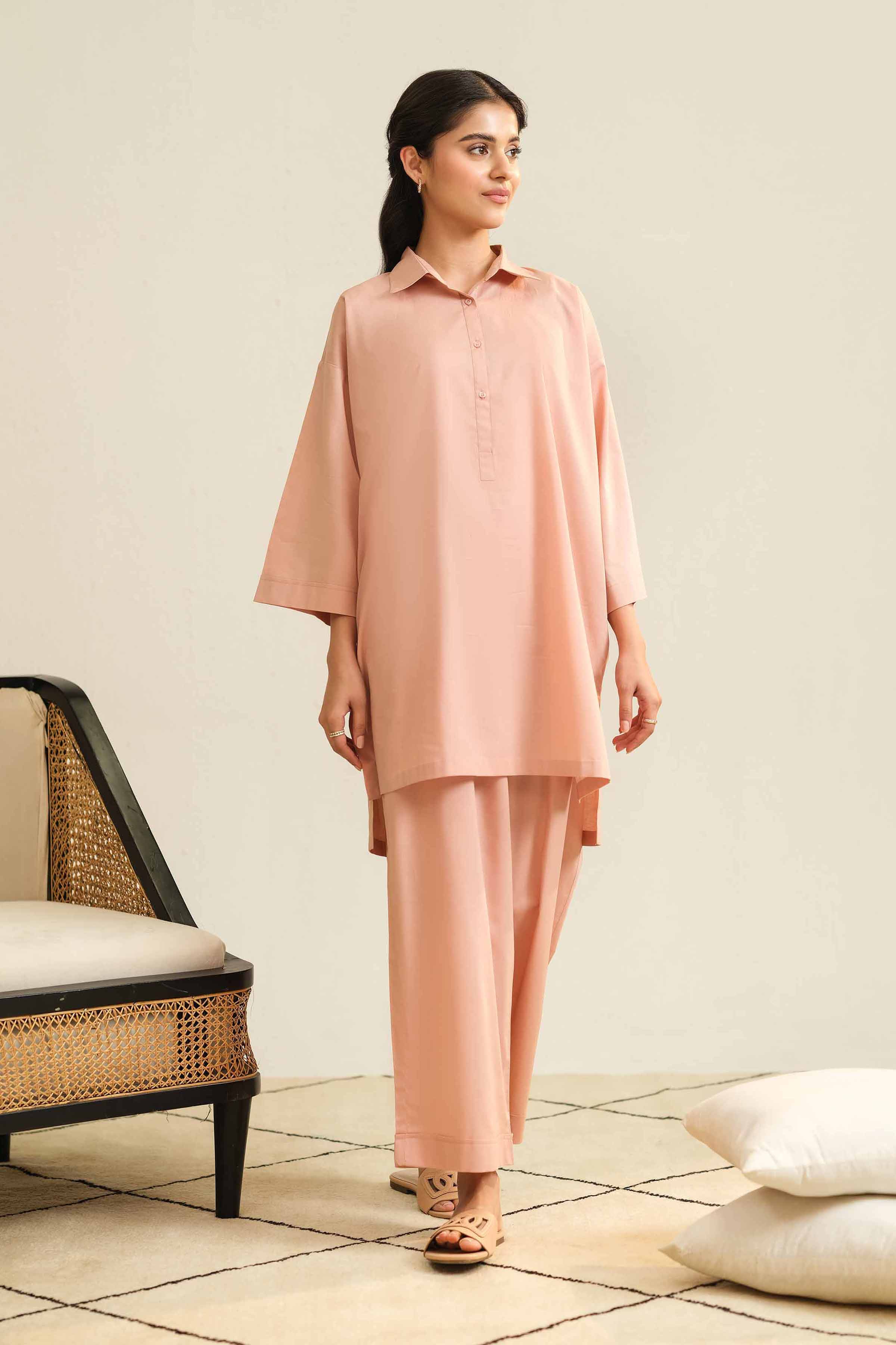 NishatUK - Tea Rose Solids Cambric 2-piece ready to wear Luxury Dress