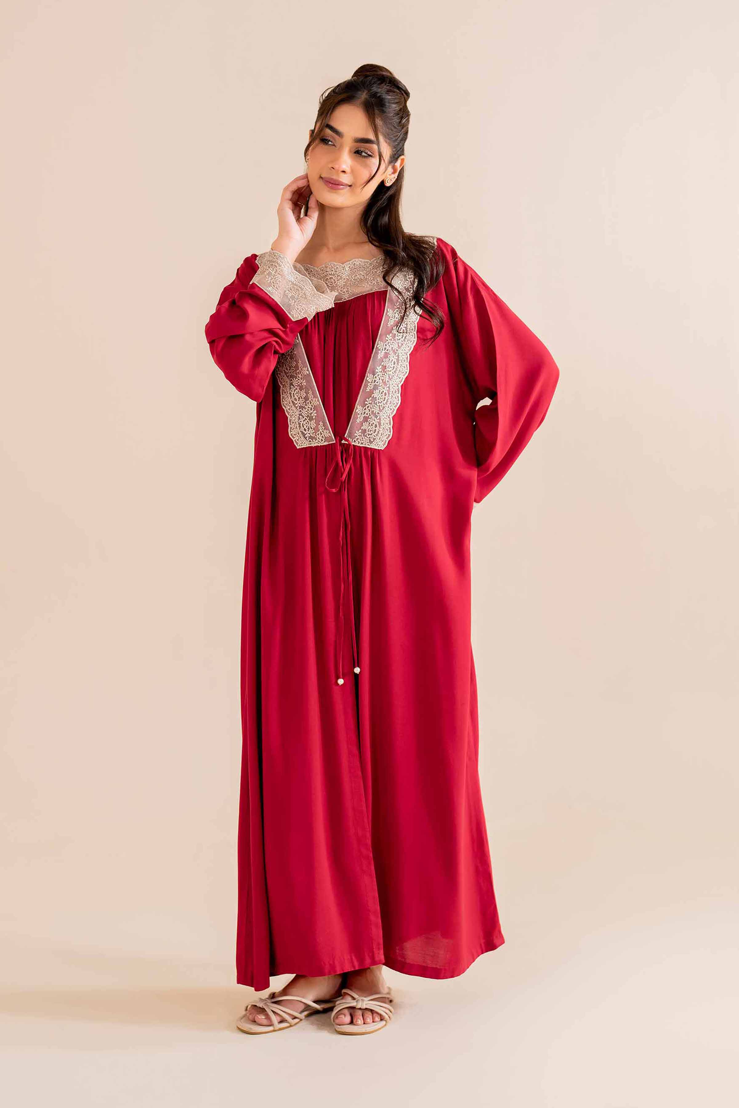 NishatUK - Brown Embroidered Linen 2-piece ready to wear Luxury Dress