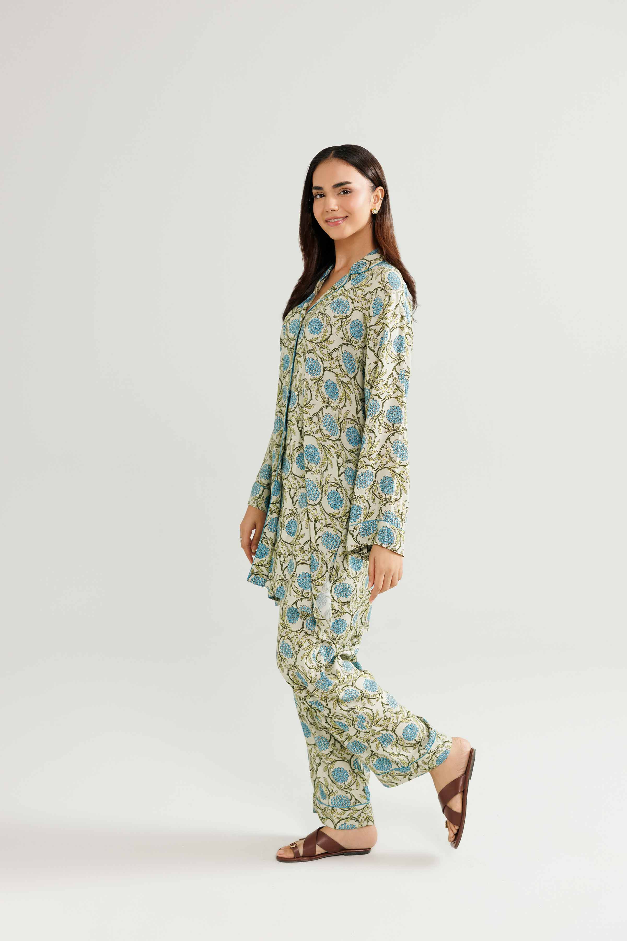 NishatUK - Green Printed Linen 2-piece ready to wear Luxury Dress
