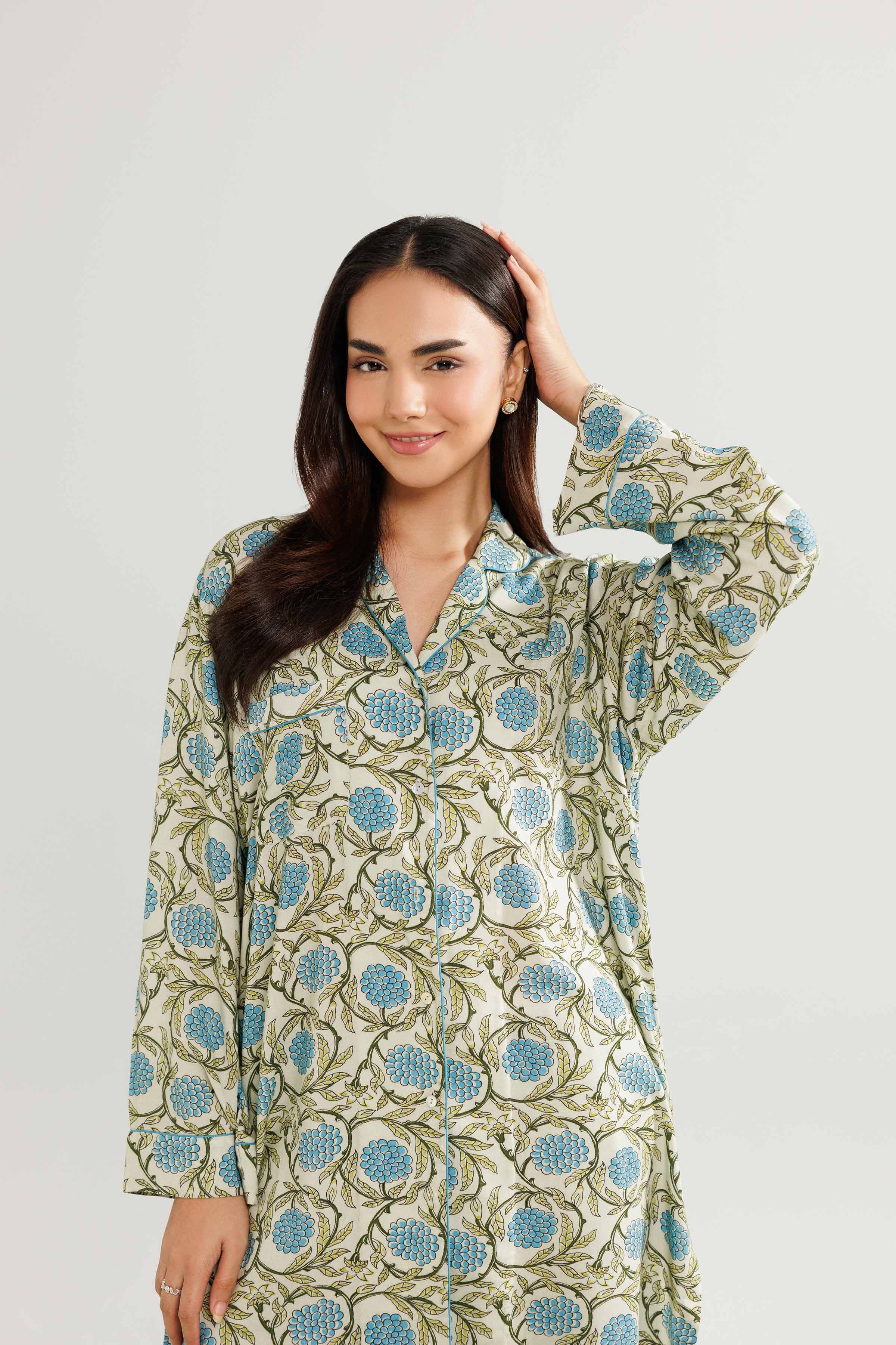 NishatUK - Green Printed Linen 2-piece ready to wear Luxury Dress