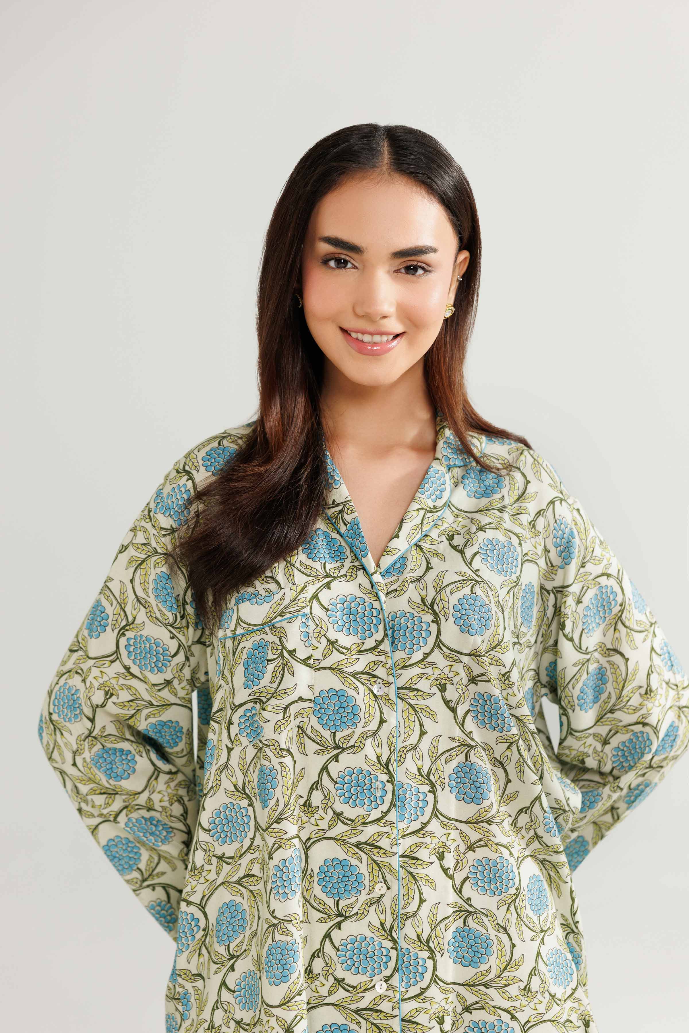 NishatUK - Green Printed Linen 2-piece ready to wear Luxury Dress