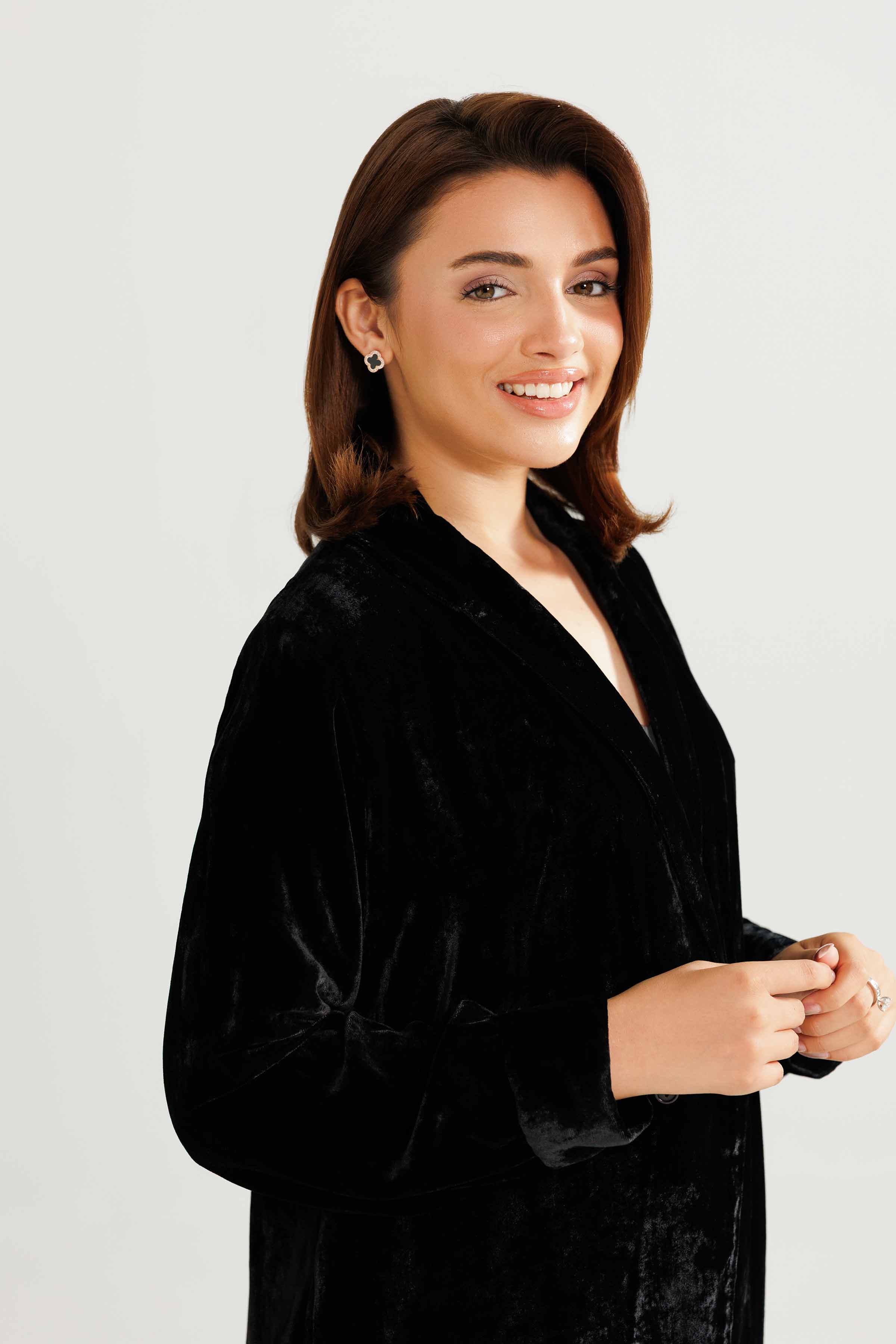 NishatUK - Black Solids Velvet 3-piece ready to wear Suit